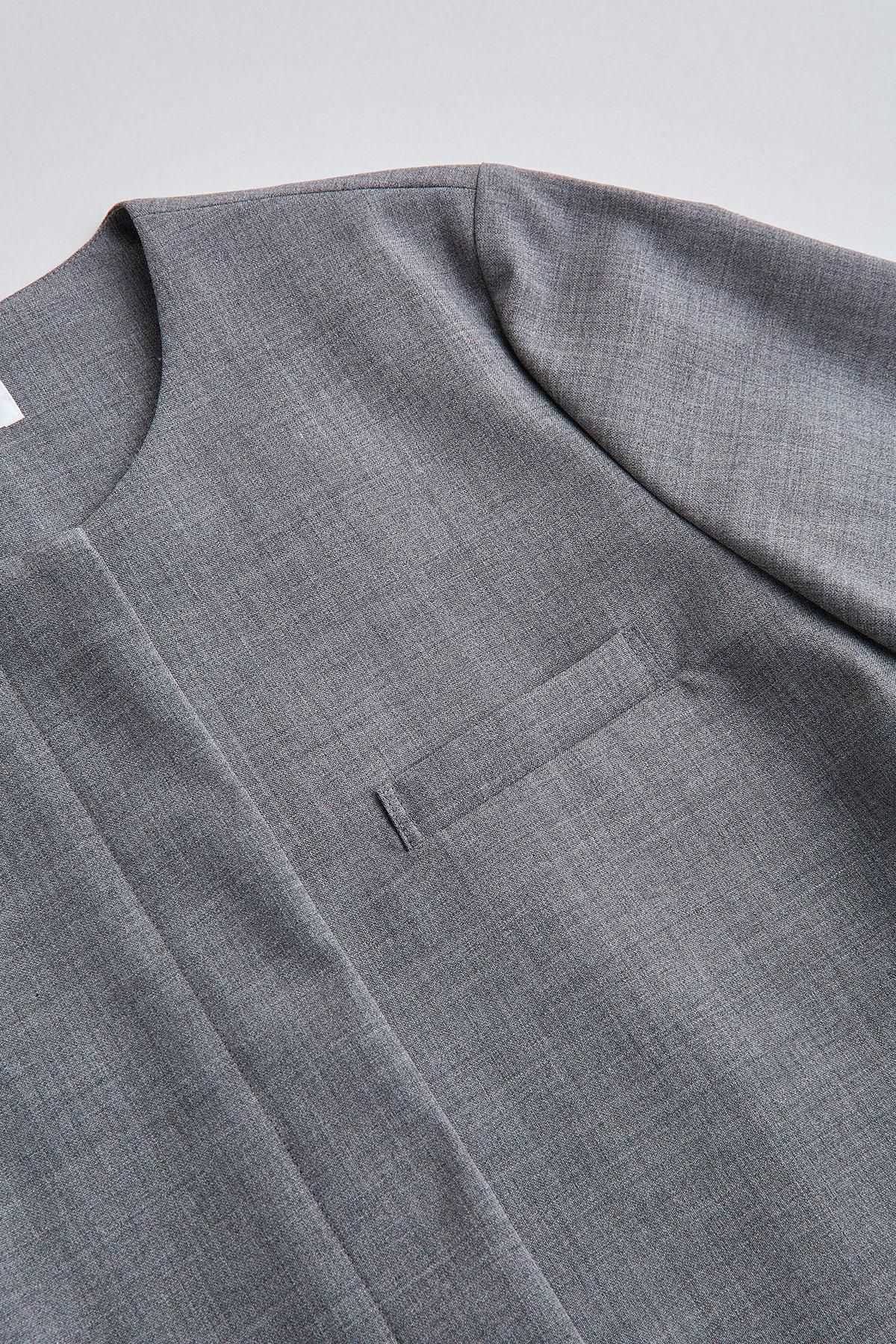 2025｜formal set-up no collar jacket / gray - atelier naruse