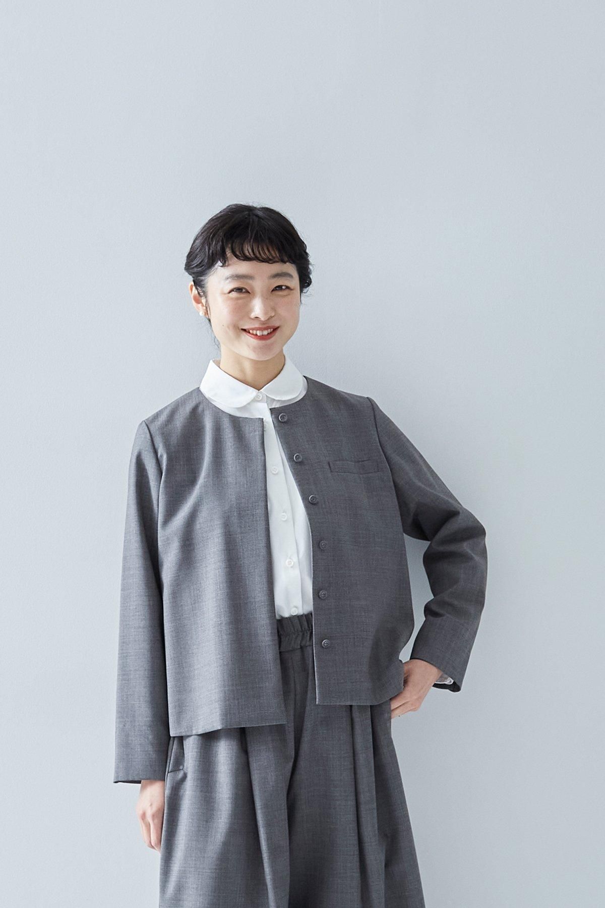 2025｜formal set-up no collar jacket / gray - atelier naruse