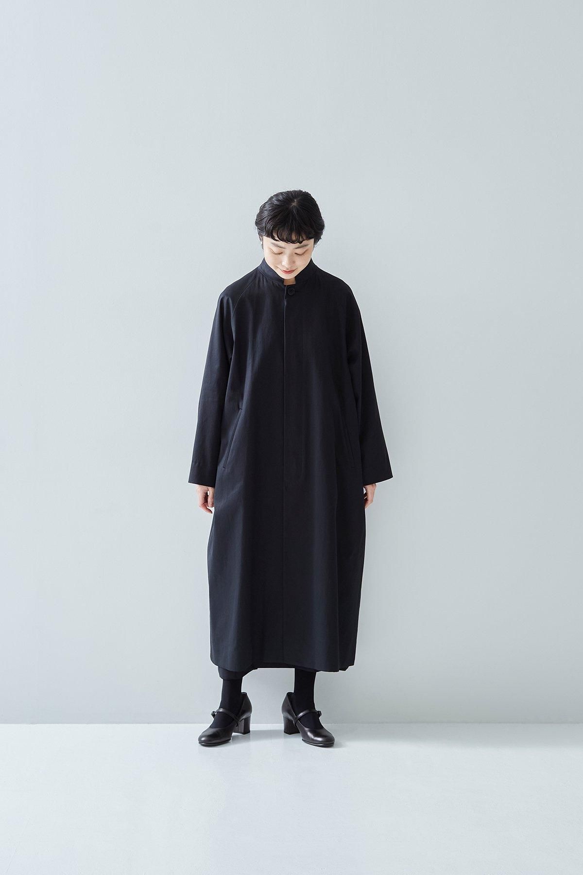 2025｜formal cotton stand collar coat / black - atelier naruse