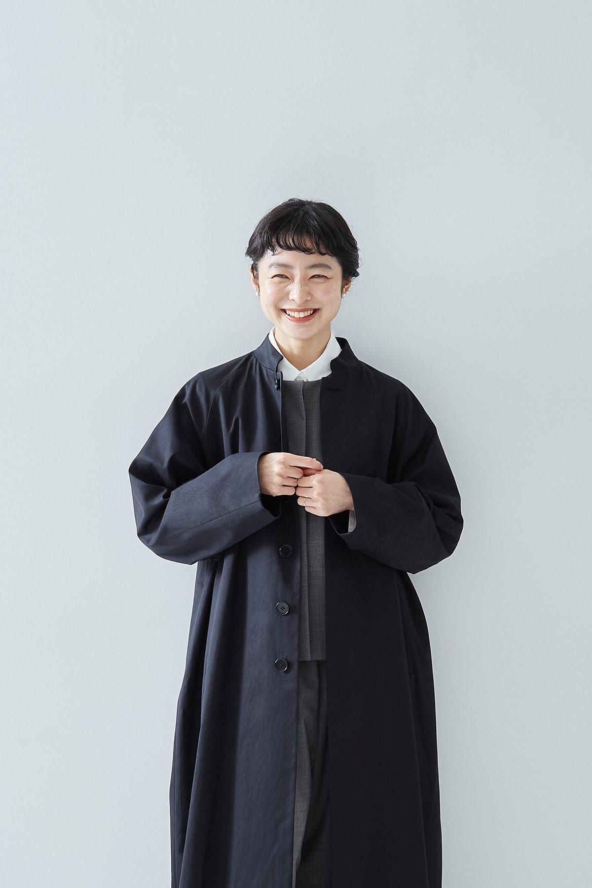 2025｜formal cotton stand collar coat / black - atelier naruse