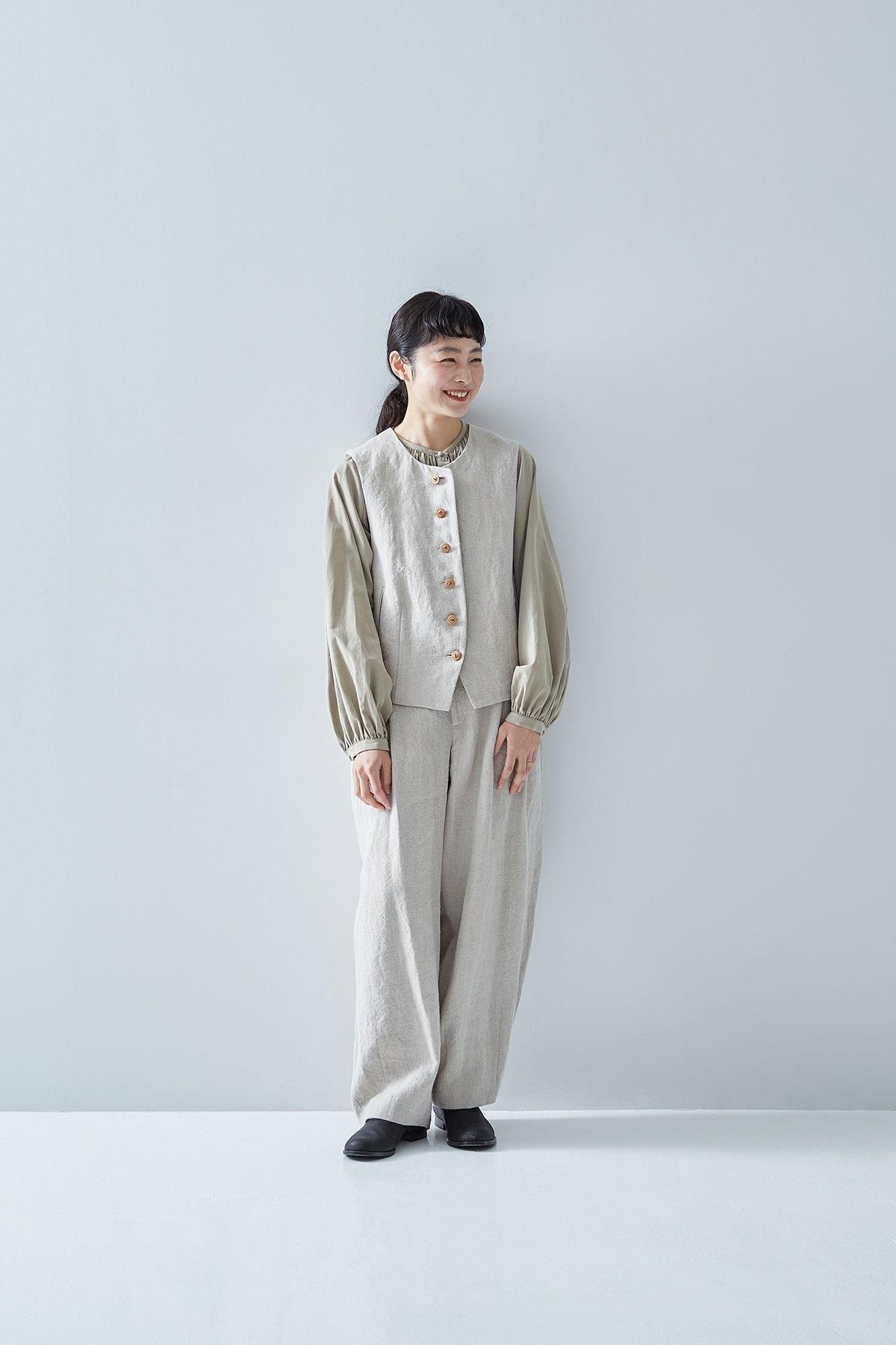 cotton triacetate gather blouse / beige|InFormal series cotton triacetate gather blouse / beige|InFormal series