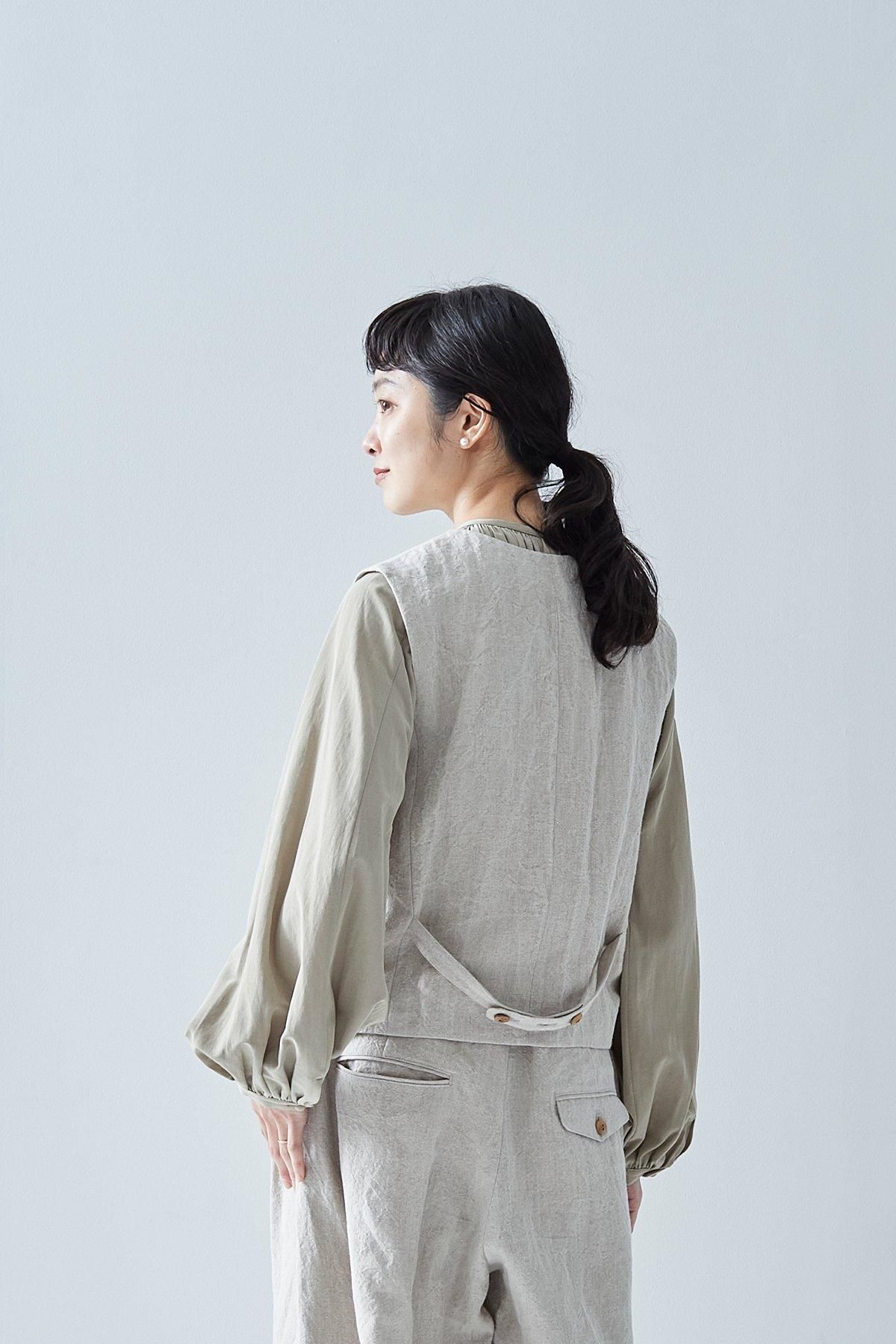 cotton triacetate gather blouse / beige|InFormal series cotton triacetate gather blouse / beige|InFormal series