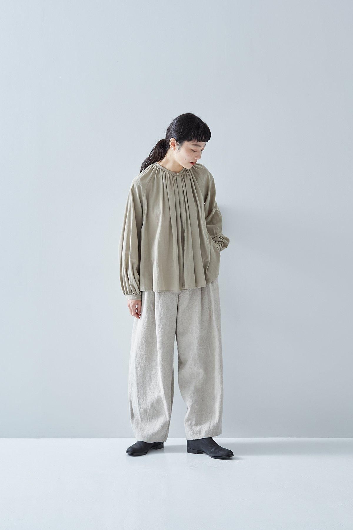 cotton triacetate gather blouse / beige｜InFormal series