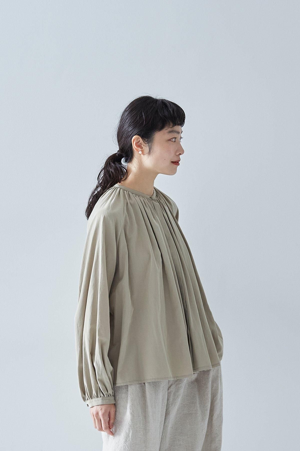 cotton triacetate gather blouse / beige|InFormal series cotton triacetate gather blouse / beige|InFormal series
