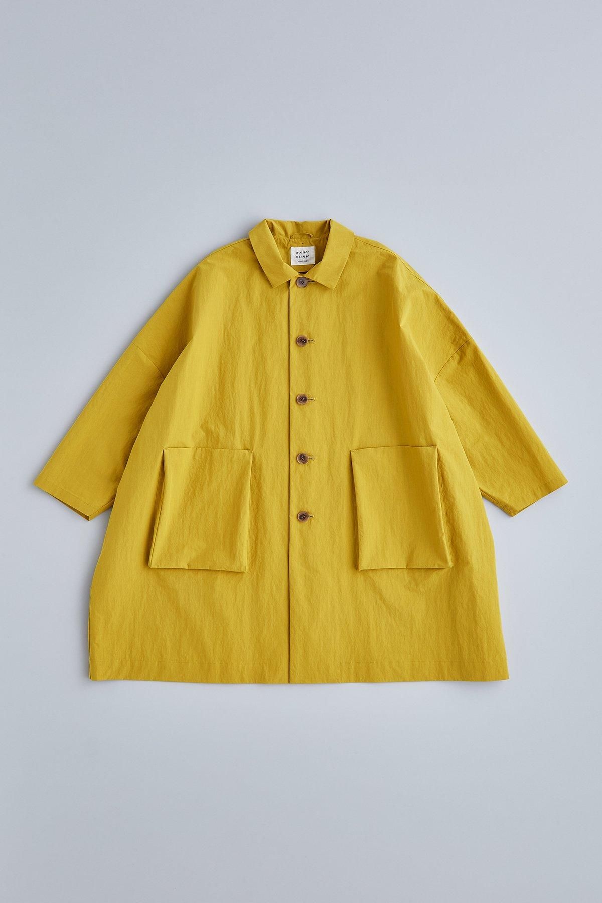 cotton nylon taffeta hooded coat / mustard - atelier naruse cotton nylon taffeta hooded coat / mustard - atelier naruse