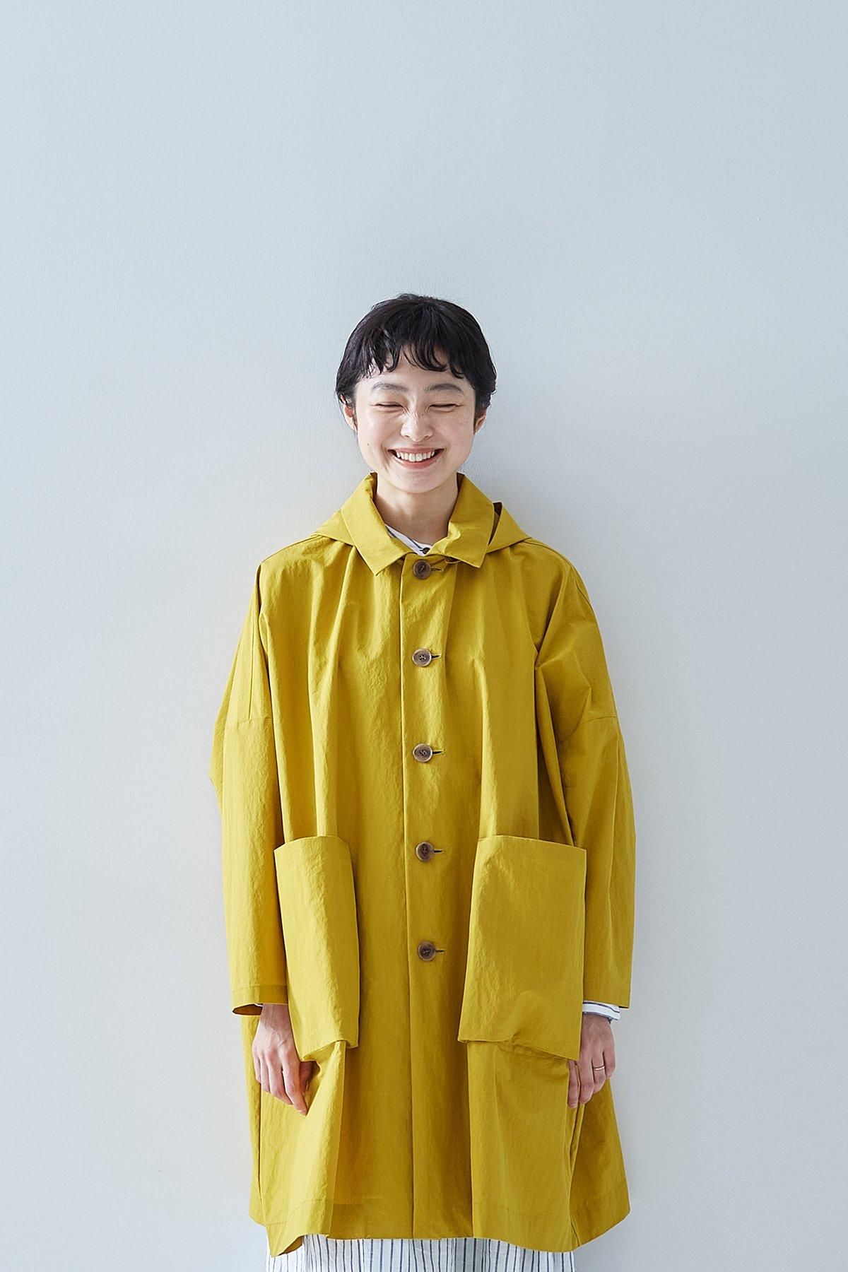 cotton nylon taffeta hooded coat / mustard - atelier naruse cotton nylon taffeta hooded coat / mustard - atelier naruse