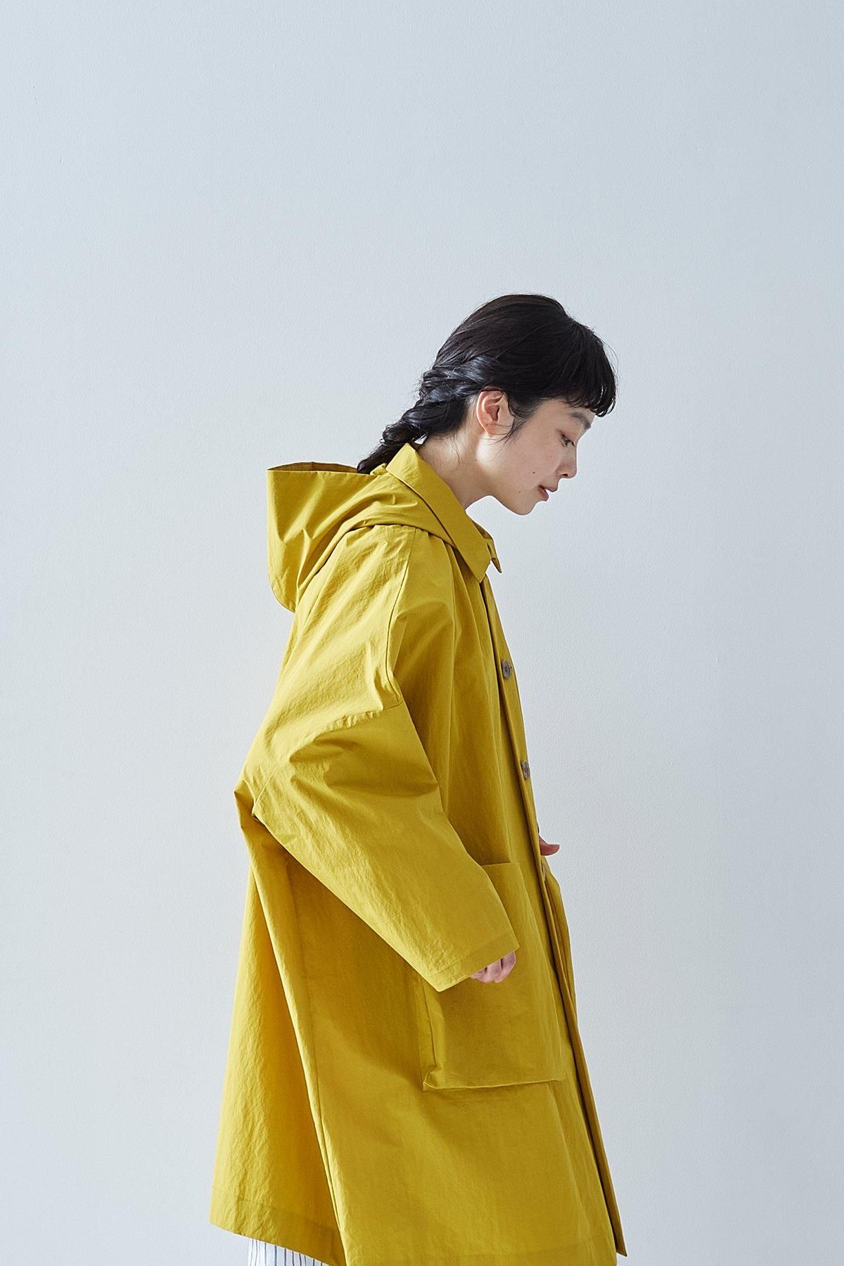 cotton nylon taffeta hooded coat / mustard - atelier naruse cotton nylon taffeta hooded coat / mustard - atelier naruse