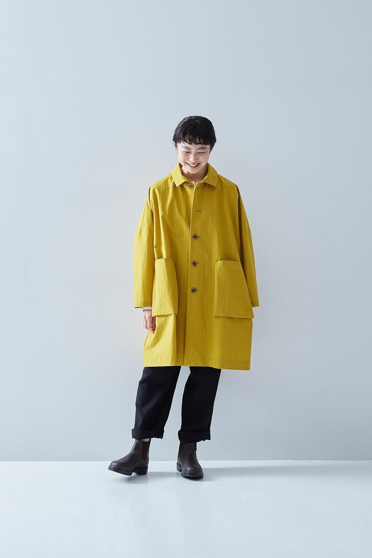 cotton nylon taffeta hooded coat / mustard - atelier naruse cotton nylon taffeta hooded coat / mustard - atelier naruse