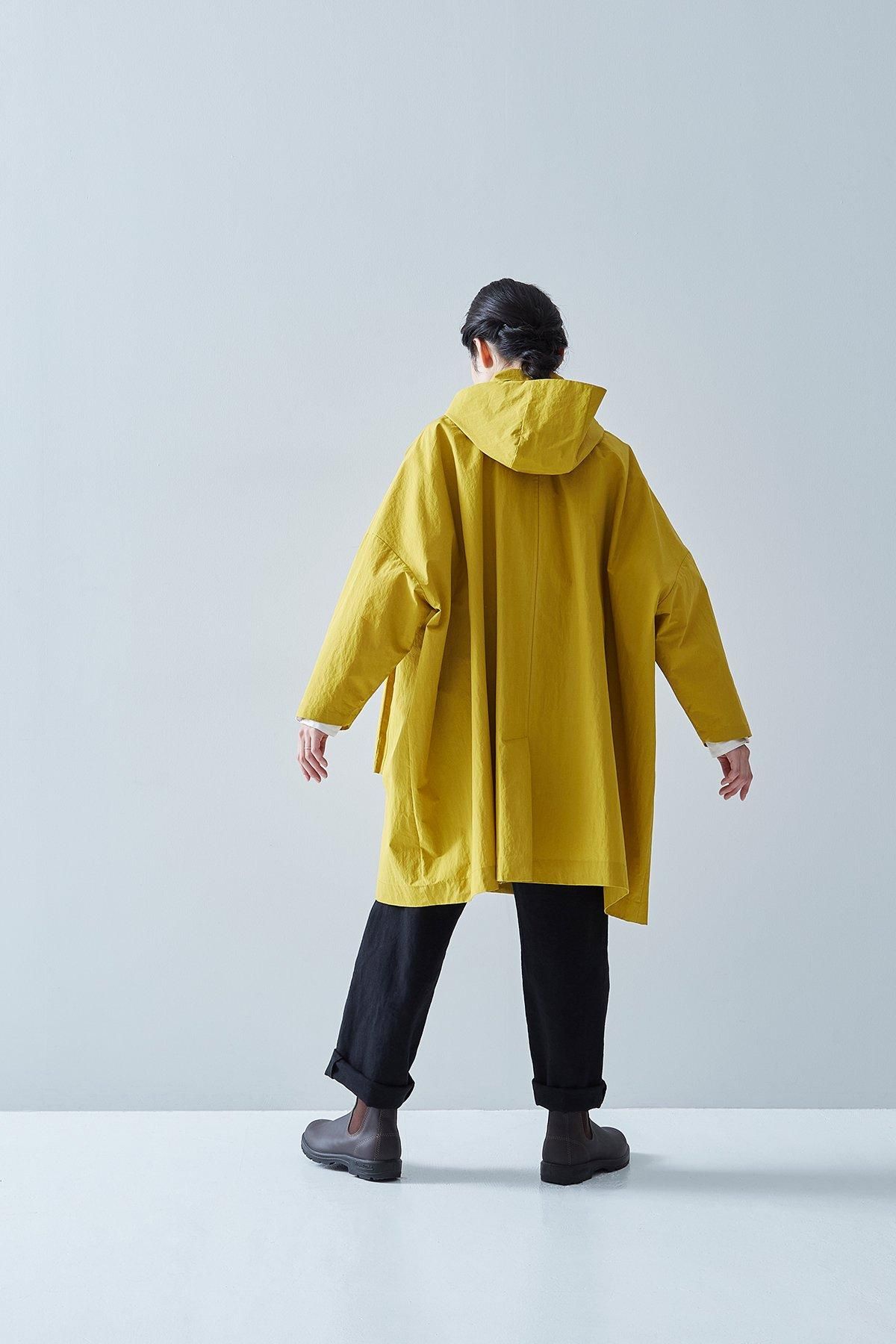 cotton nylon taffeta hooded coat / mustard - atelier naruse cotton nylon taffeta hooded coat / mustard - atelier naruse