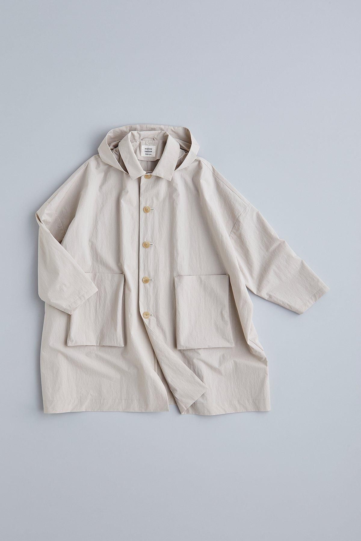 cotton nylon taffeta hooded coat / silky gray - atelier cotton nylon taffeta hooded coat / silky gray - atelier
