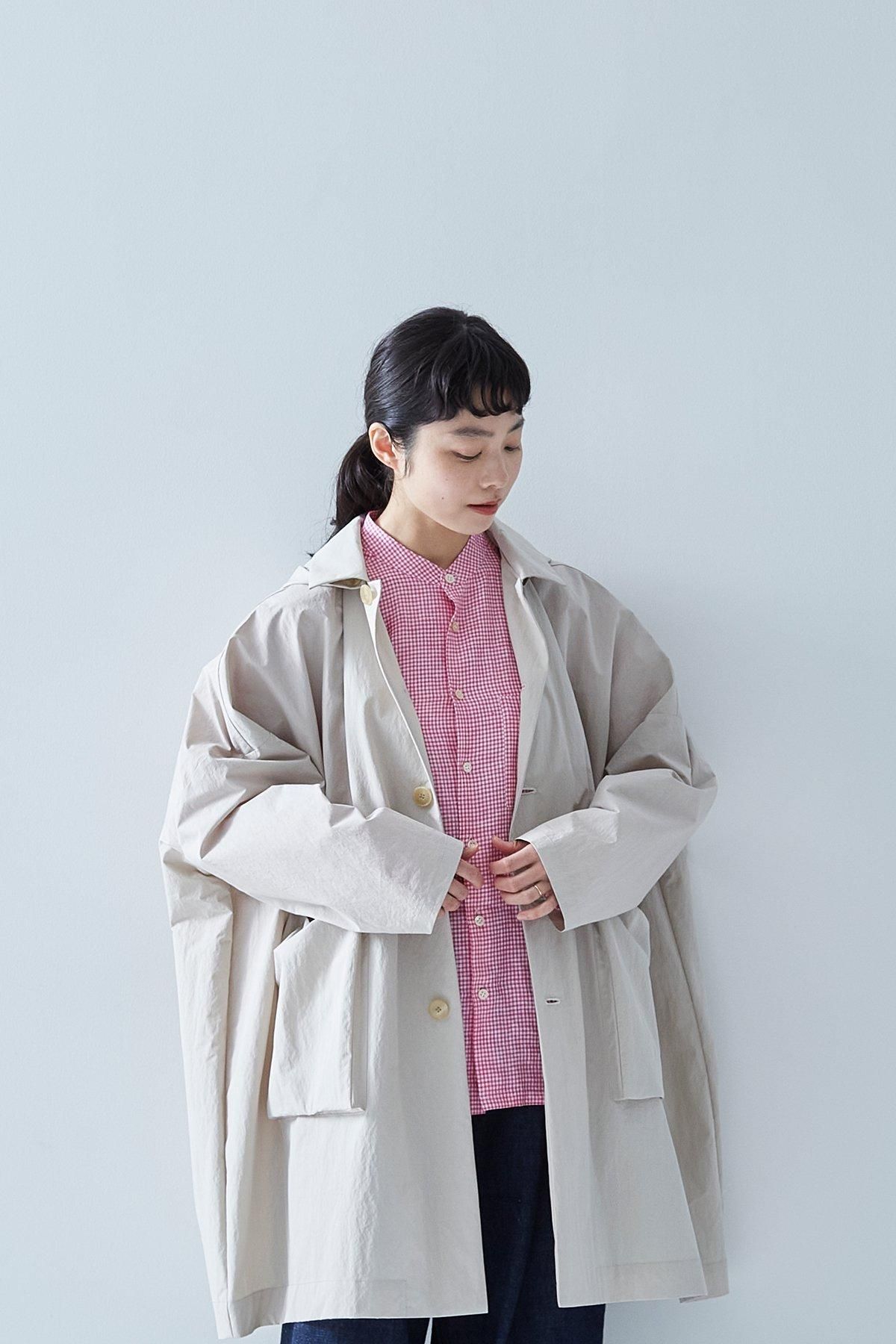 cotton nylon taffeta hooded coat / silky gray - atelier cotton nylon taffeta hooded coat / silky gray - atelier