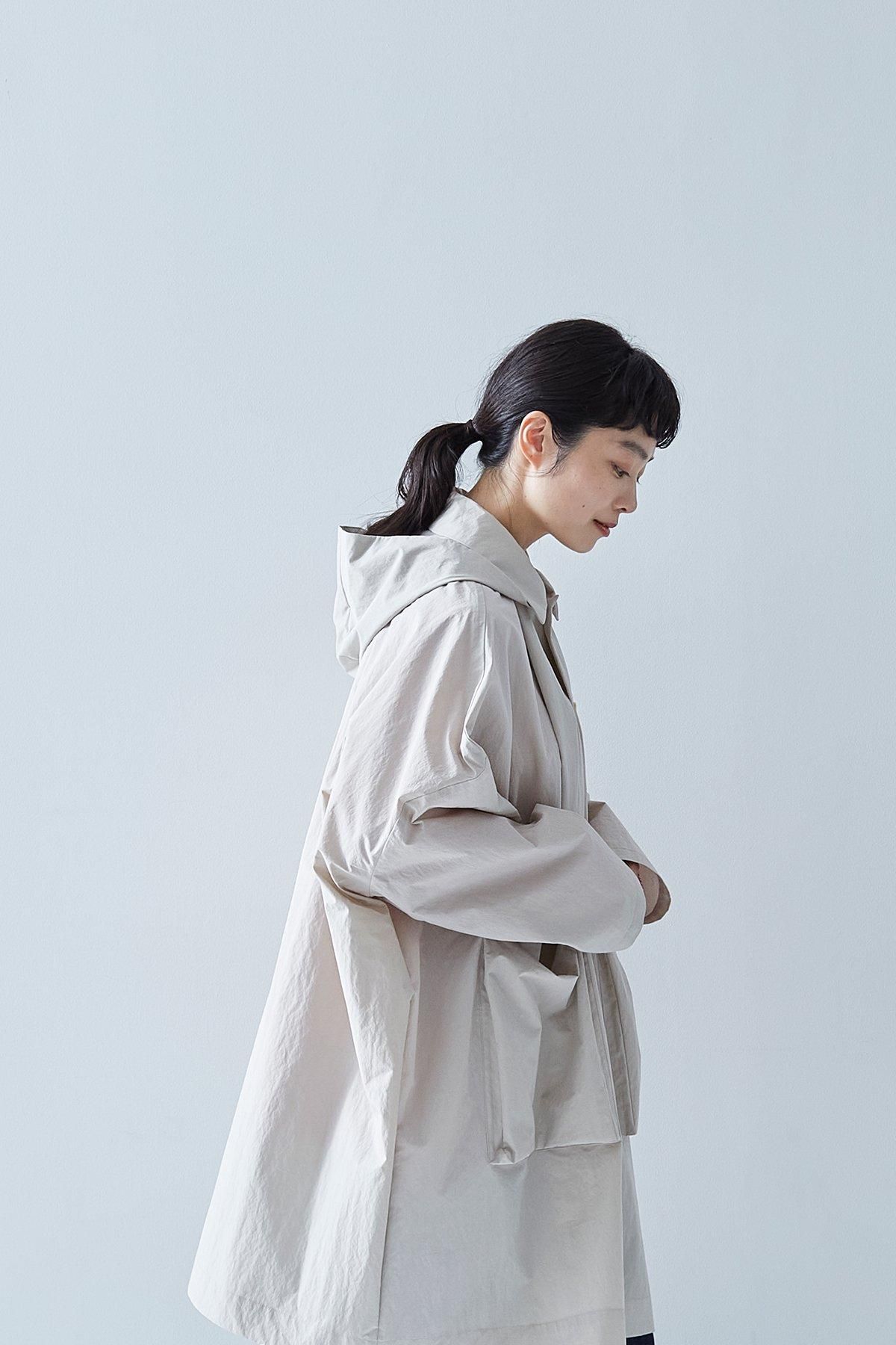 cotton nylon taffeta hooded coat / silky gray - atelier cotton nylon taffeta hooded coat / silky gray - atelier