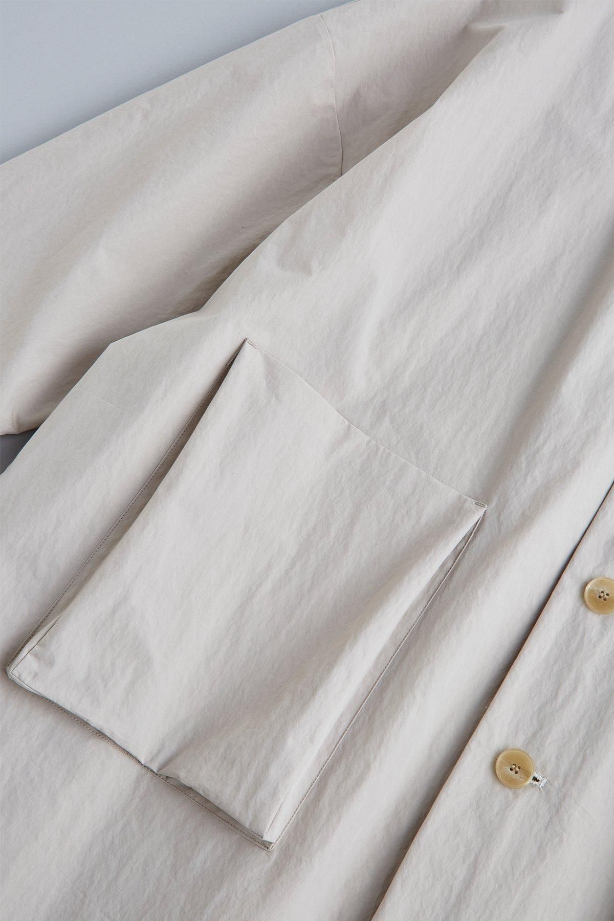 cotton nylon taffeta hooded coat / silky gray - atelier naruse