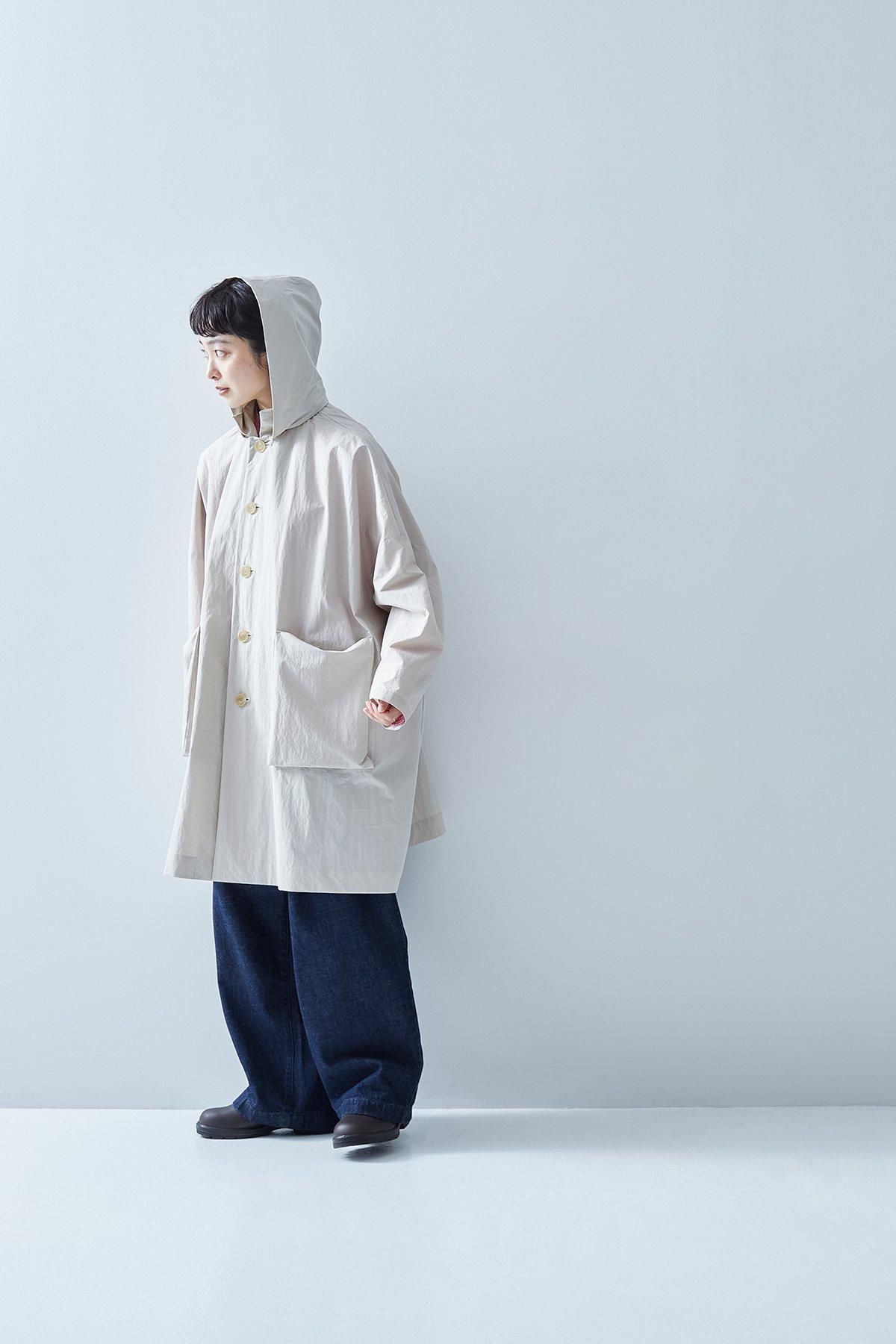 cotton nylon taffeta hooded coat / silky gray - atelier cotton nylon taffeta hooded coat / silky gray - atelier