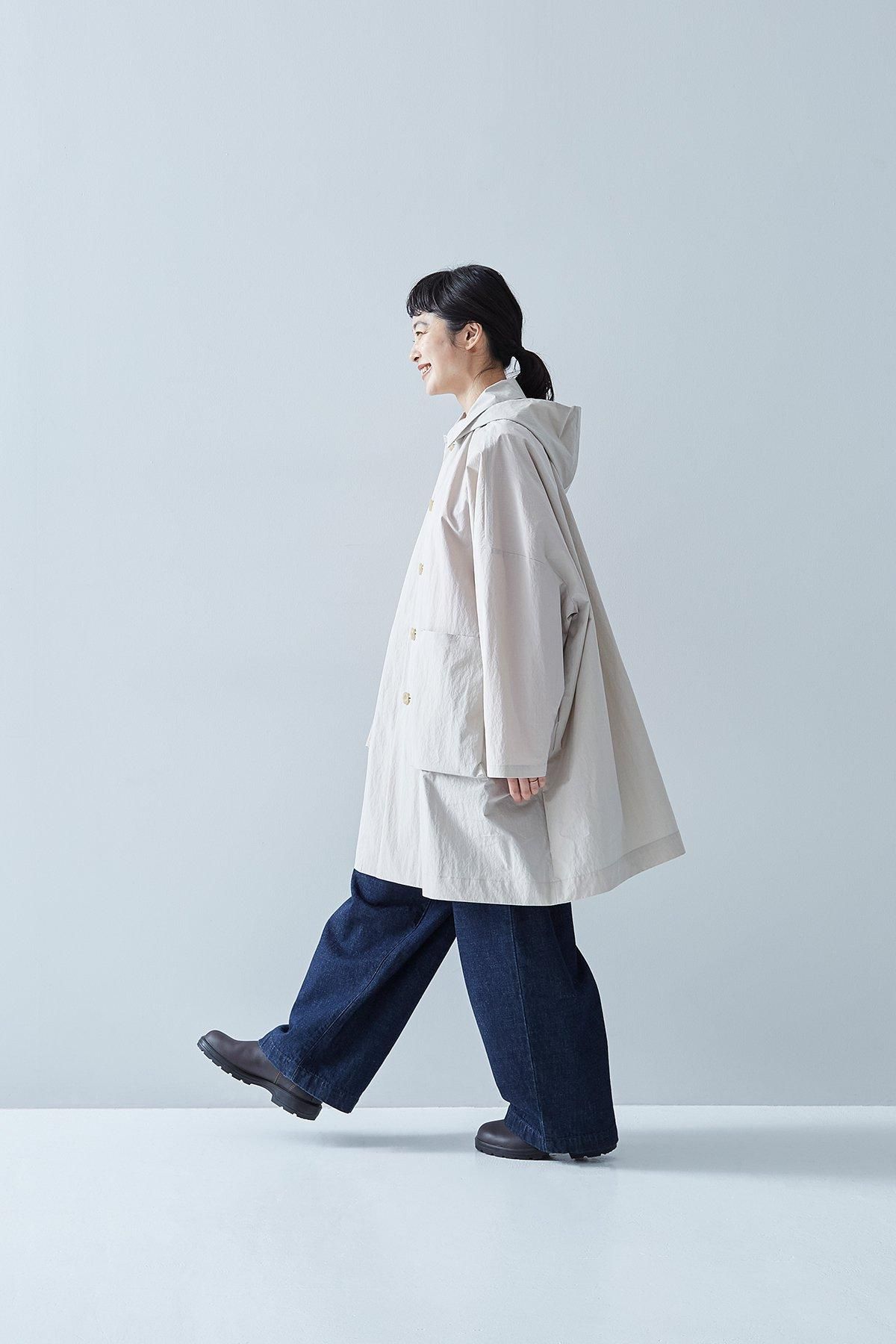 cotton nylon taffeta hooded coat / silky gray - atelier cotton nylon taffeta hooded coat / silky gray - atelier