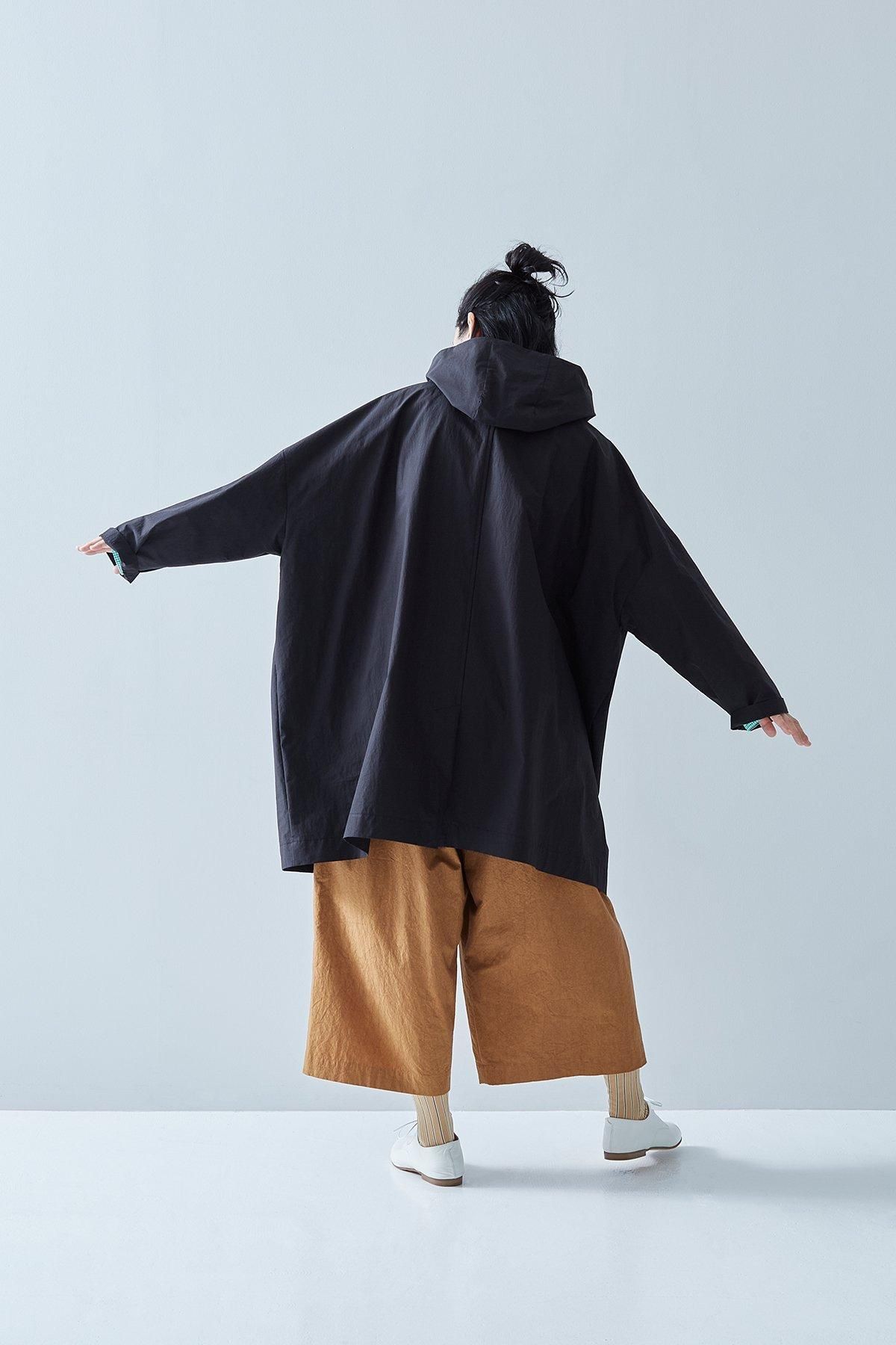 cotton nylon taffeta hooded coat / black - atelier naruse cotton nylon taffeta hooded coat / black - atelier naruse
