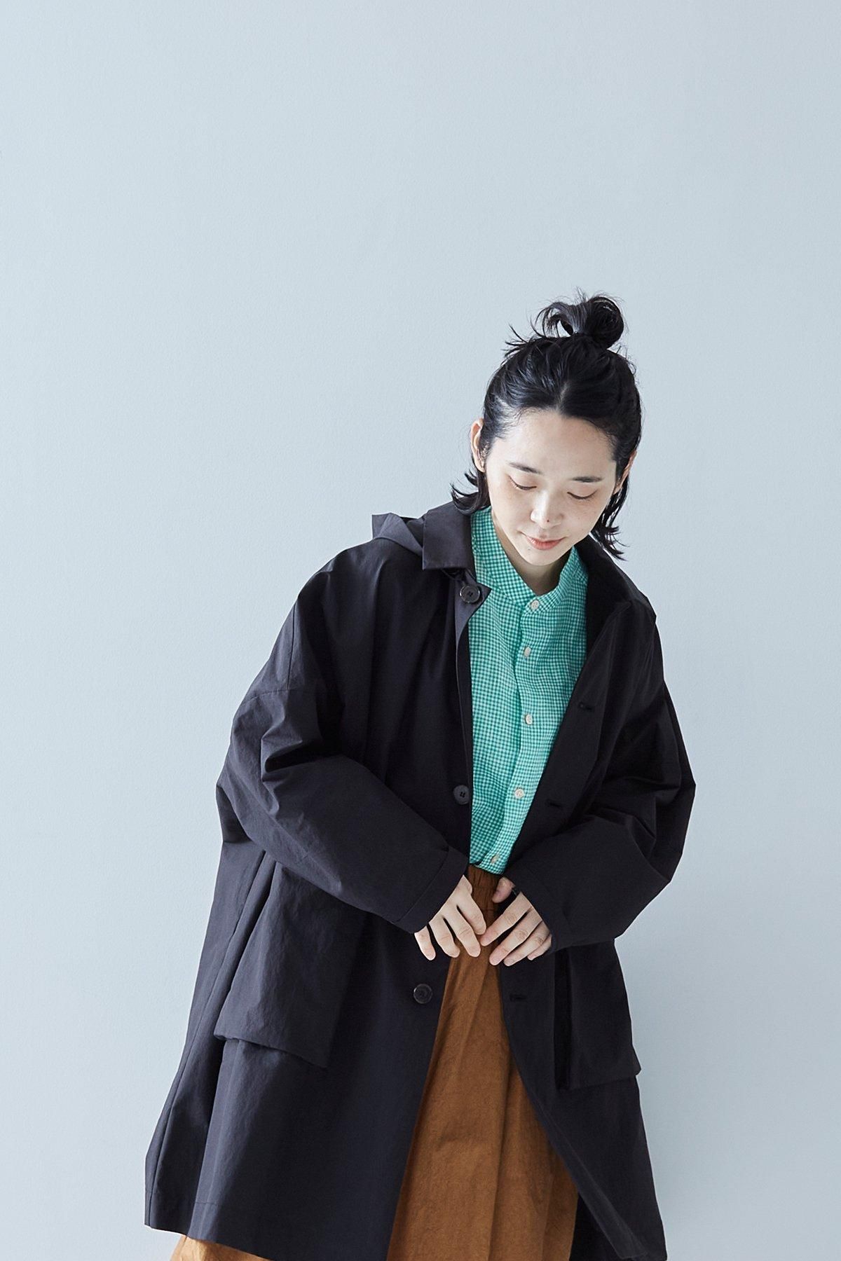 cotton nylon taffeta hooded coat / black - atelier naruse cotton nylon taffeta hooded coat / black - atelier naruse