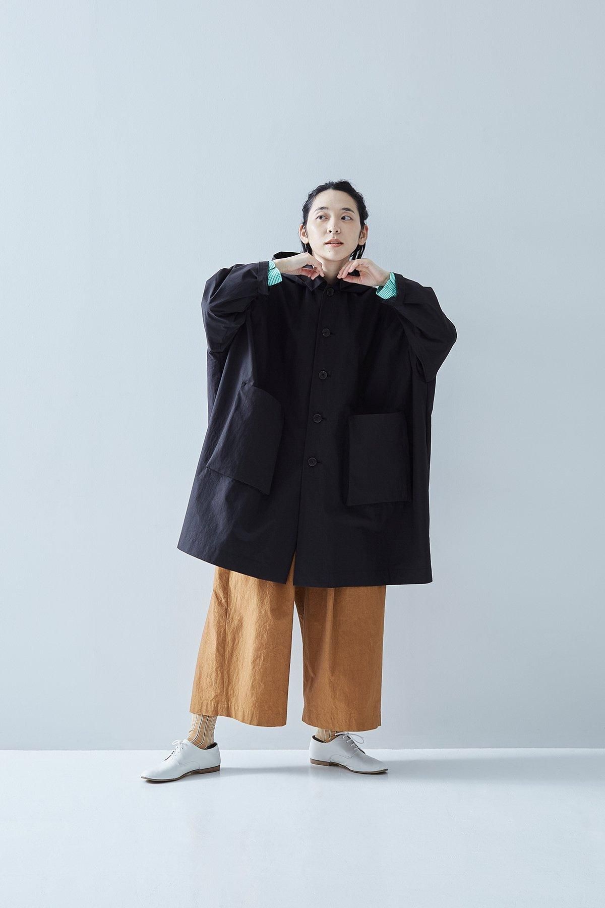 cotton nylon taffeta hooded coat / black - atelier naruse cotton nylon taffeta hooded coat / black - atelier naruse