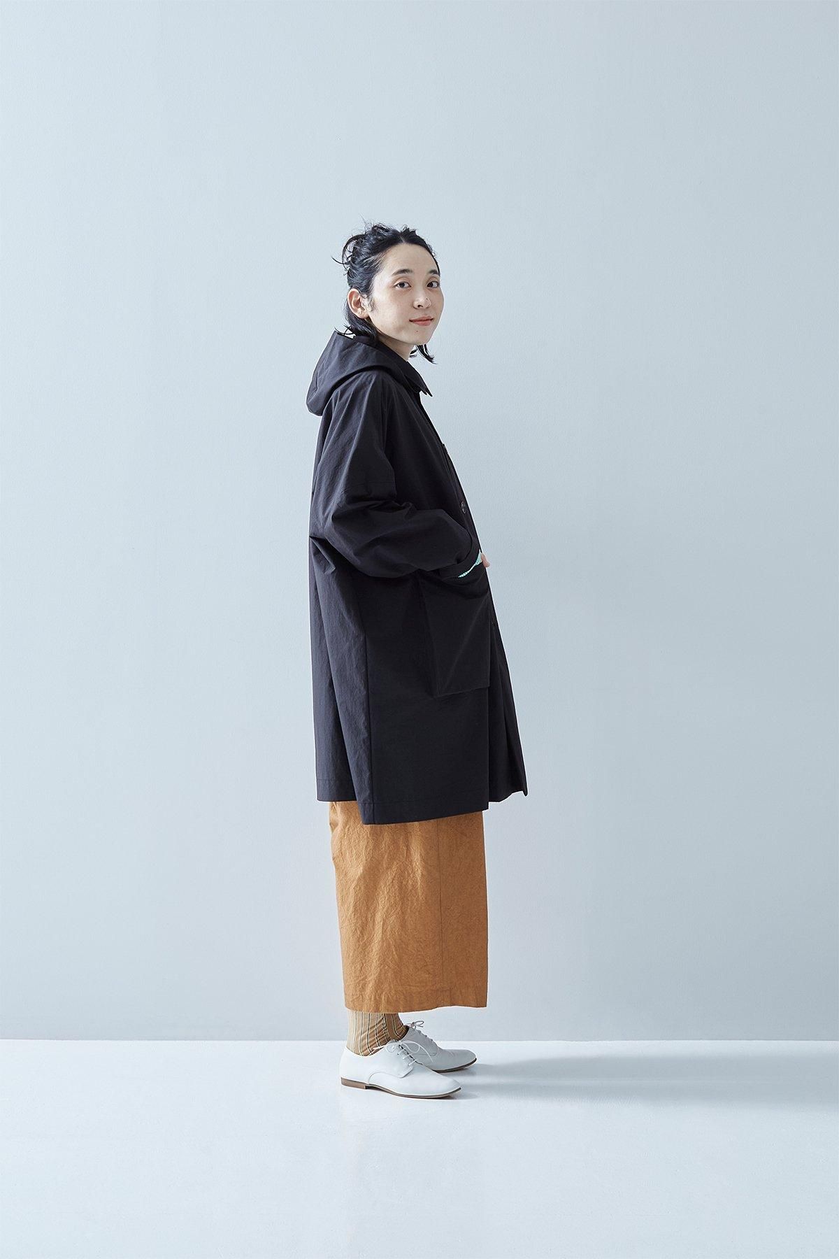 cotton nylon taffeta hooded coat / black - atelier naruse cotton nylon taffeta hooded coat / black - atelier naruse