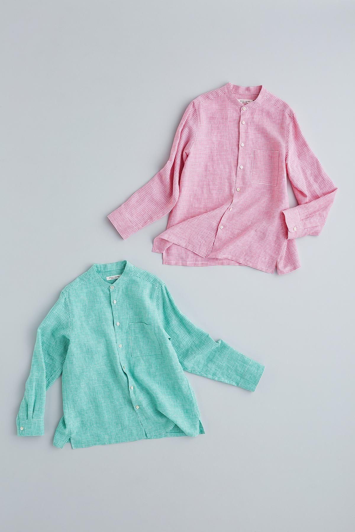 linen mini gingham check blouse - atelier naruse｜Online store｜the an