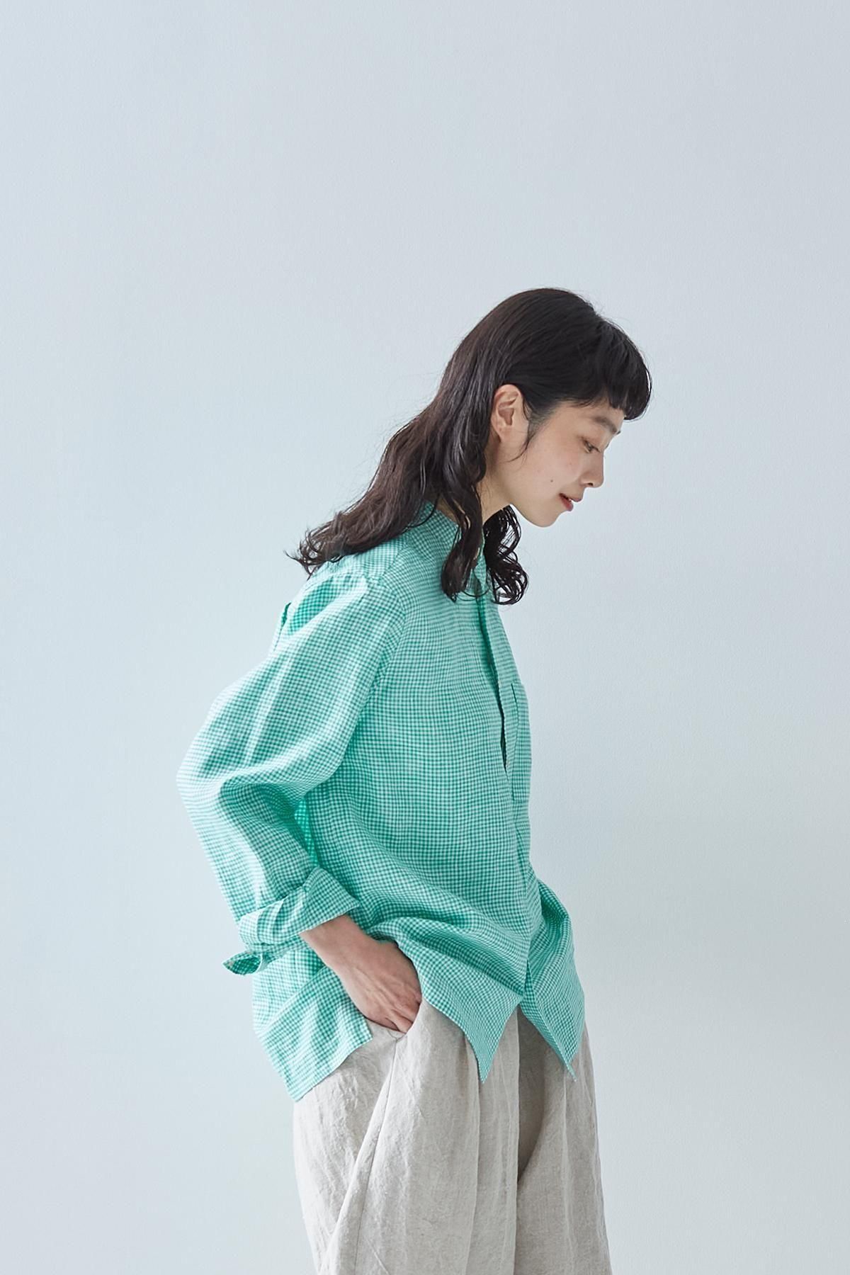 《新品タグ付》アトリエナルセ　リネンミニギンガムチェックブラウス　F 25ss atelier naruse アトリエナルセ リネン ミニギンガムチェック ブラウス