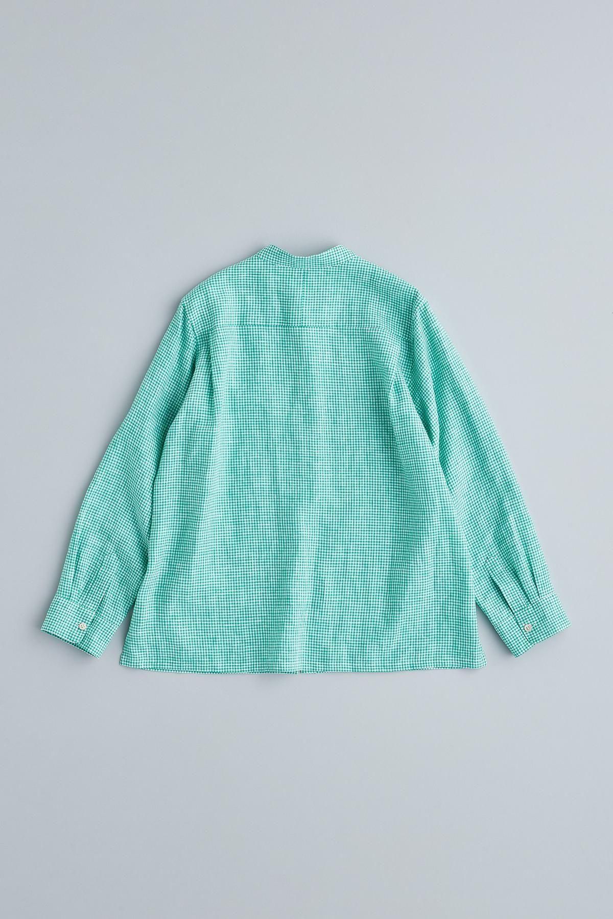 linen mini gingham check blouse - atelier naruse｜Online store｜the an