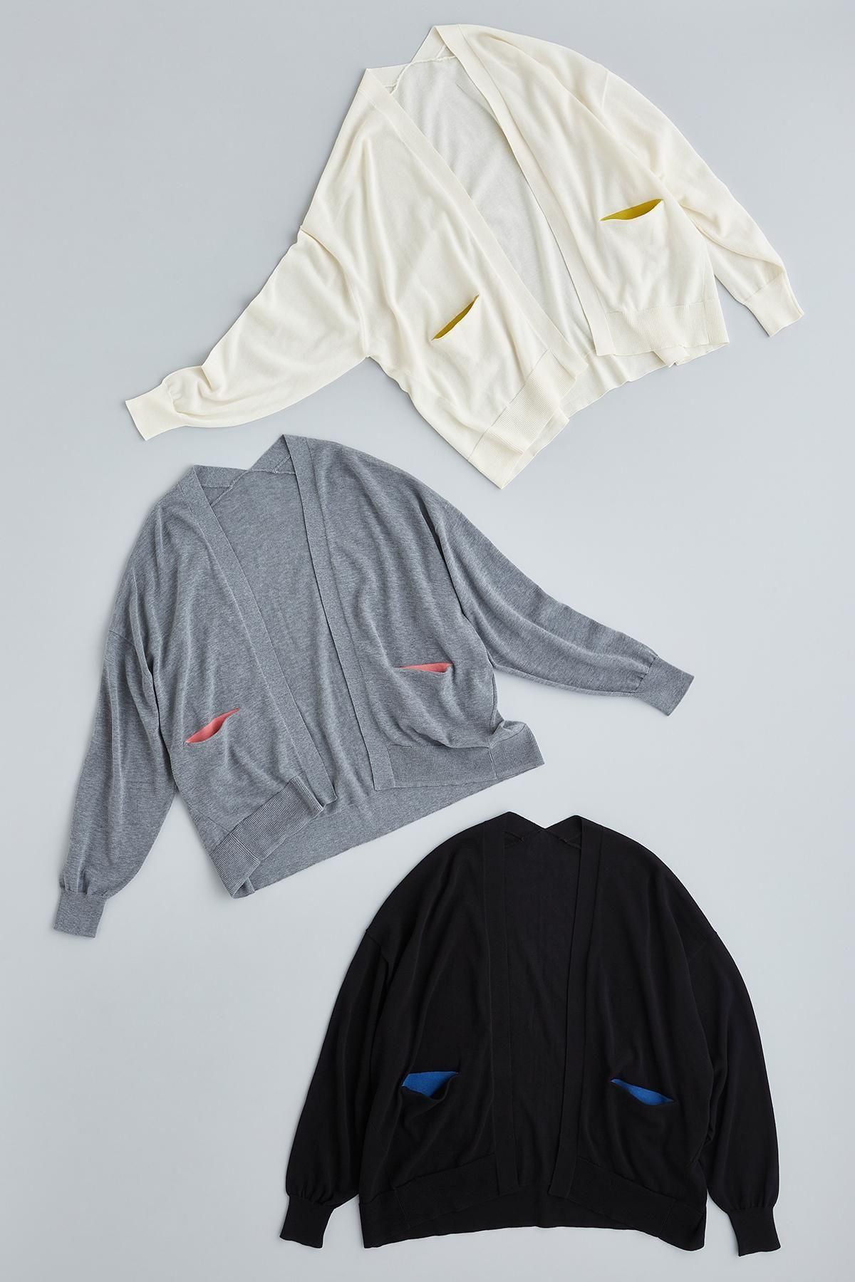 cotton knit cardigan +color pocket - atelier naruse｜Online store