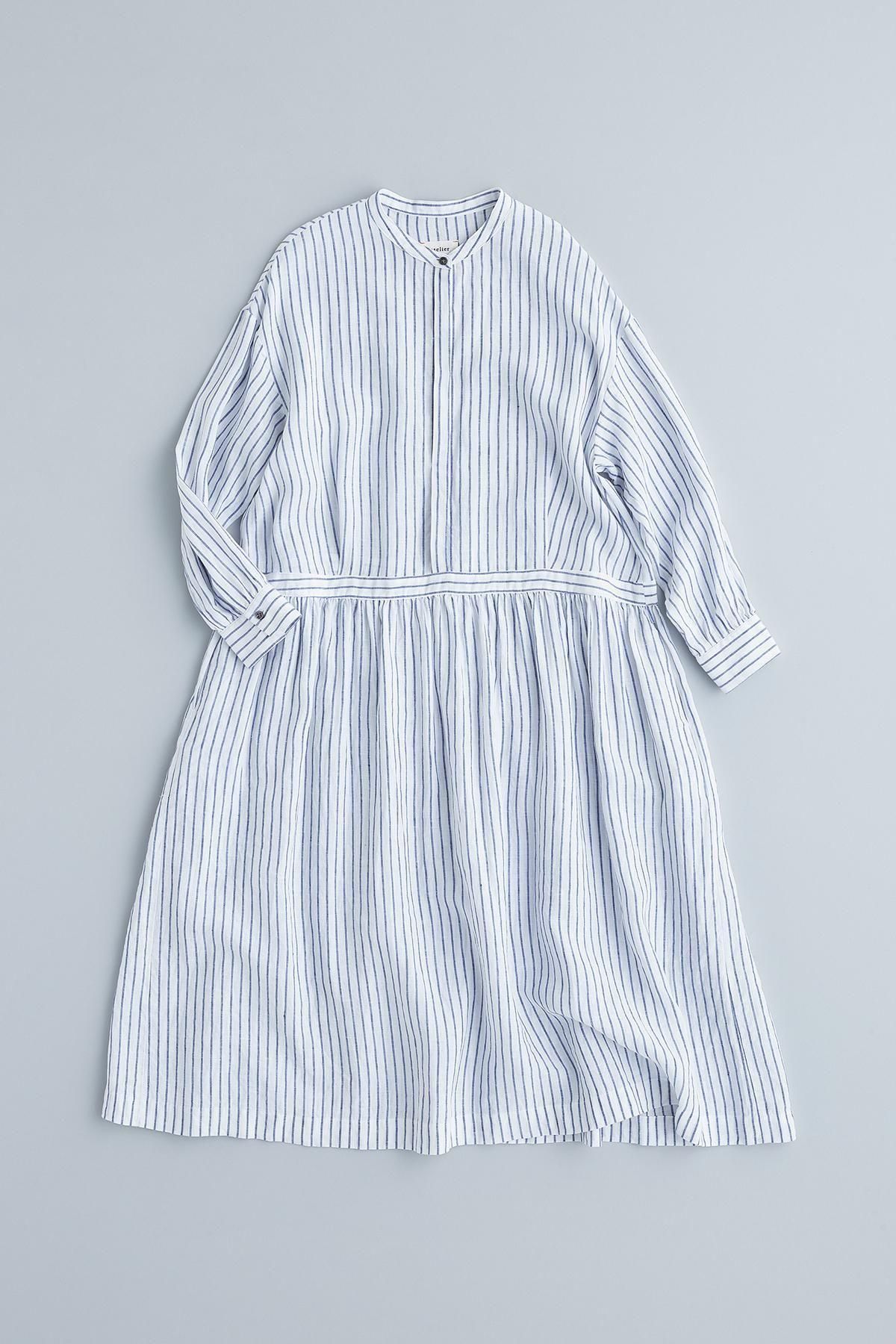 linen shirt one-piece / stripe - atelier naruse｜Online