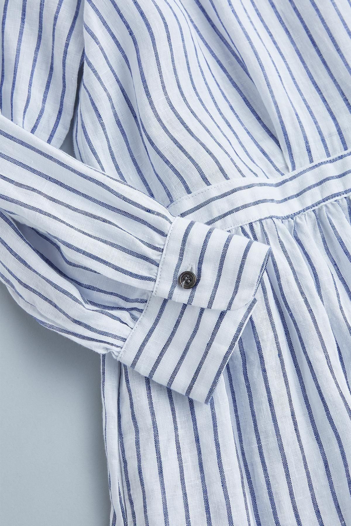アトリエナルセ　リネンシャツワンピース　stripe linen shirt one piece / stripe - atelier naruse｜Online