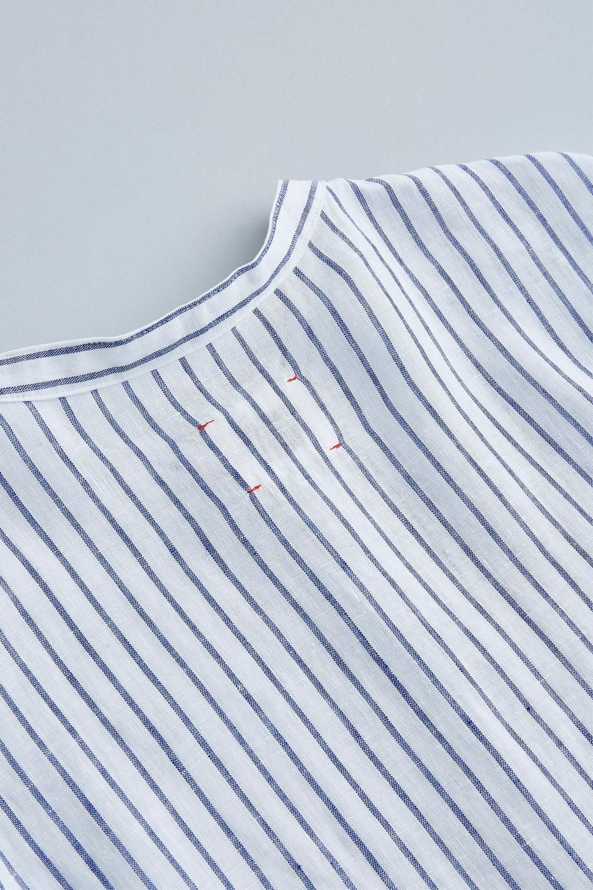 アトリエナルセ　リネンシャツワンピース　stripe linen shirt one-piece / stripe - atelier naruse｜Online