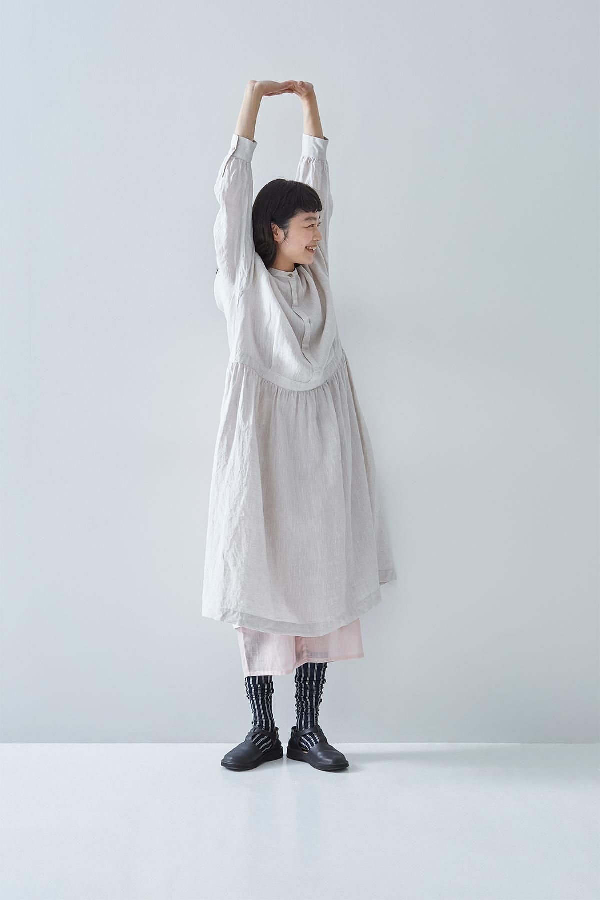 linen shirt one-piece / light beige - atelier naruse|Online linen shirt one-piece / light beige - atelier naruse|Online