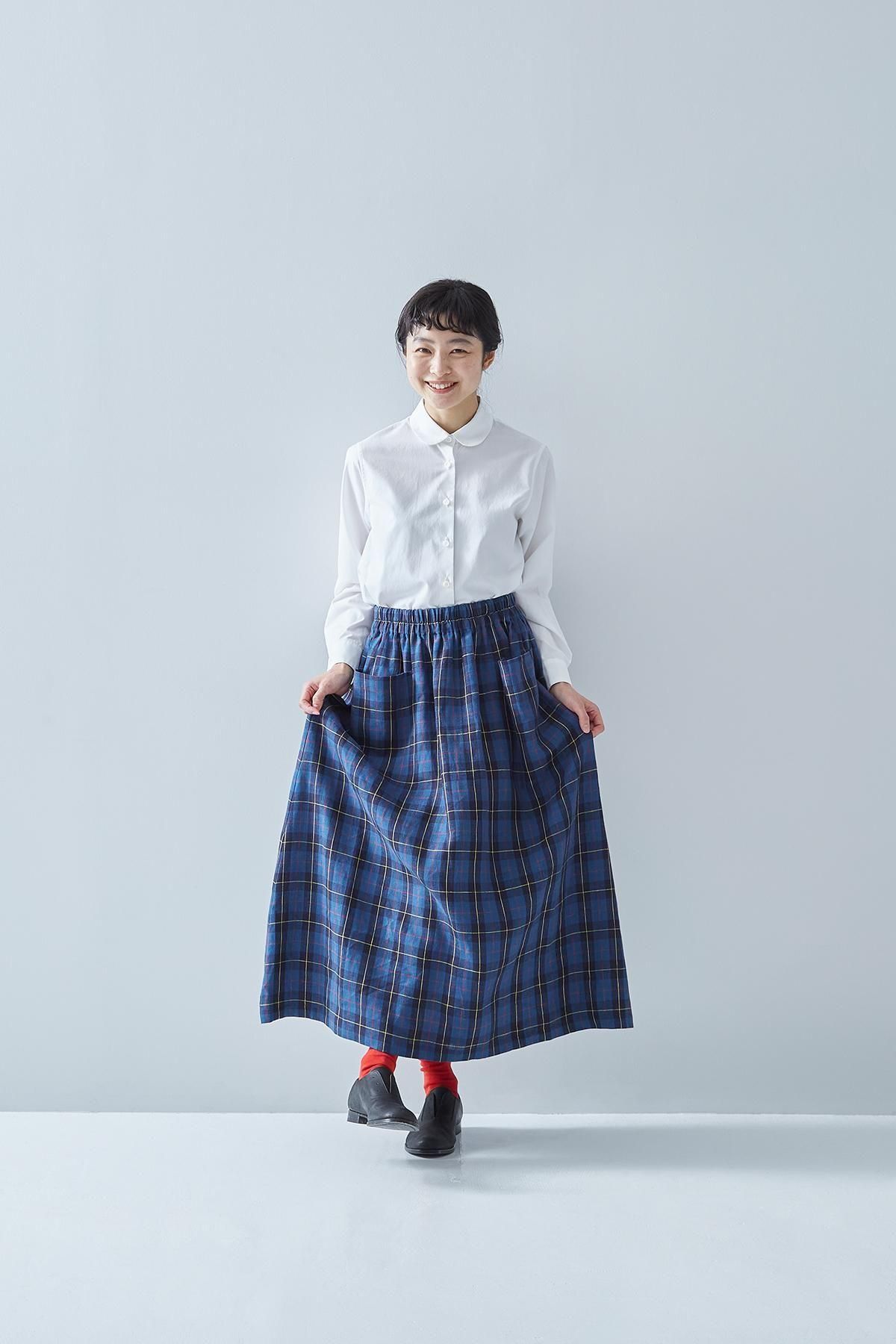 25206 chai チベタンスカートオーダー linen cut-in pocket skirt