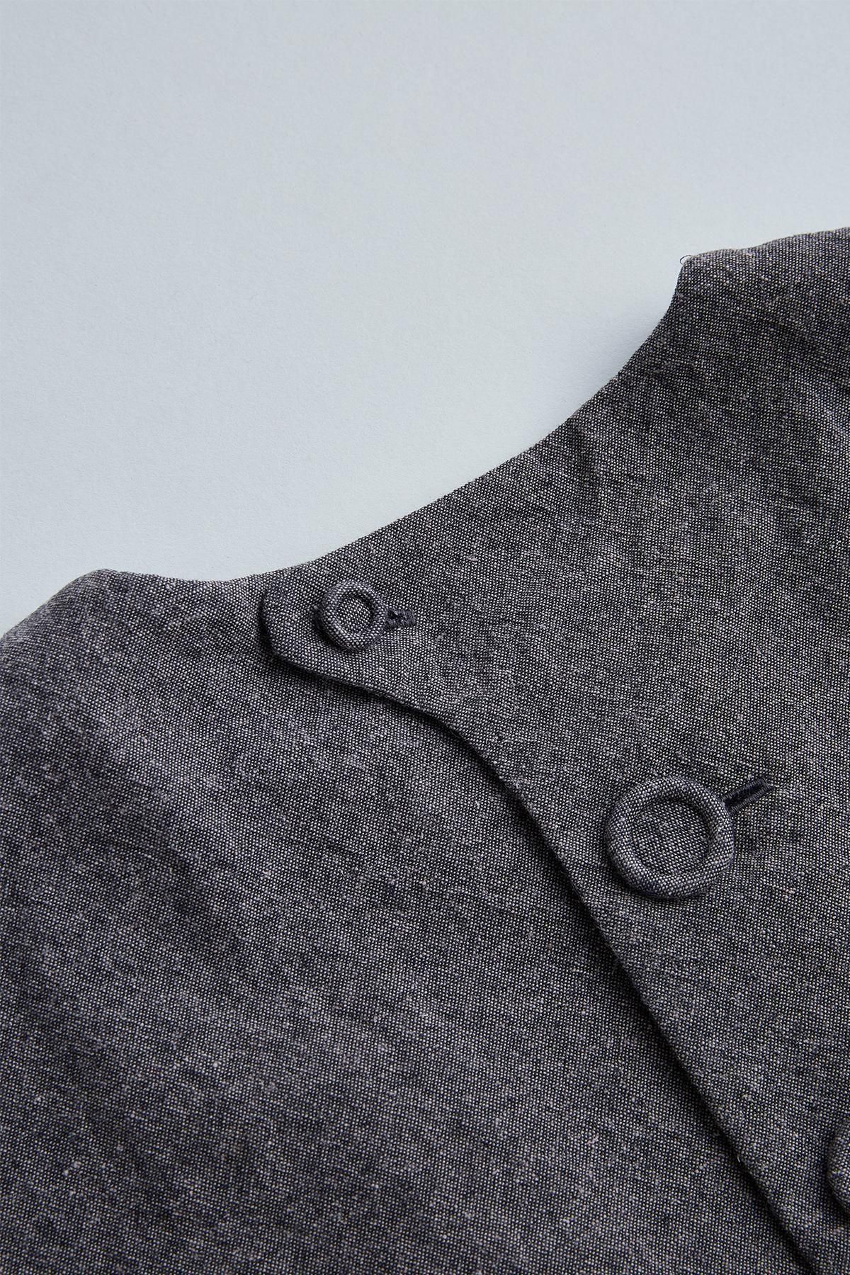 トップス atelier naruse smock blouse / moku-gray atelier naruse Cotton Linen Smock Blouse Tulip MOKU GRAY