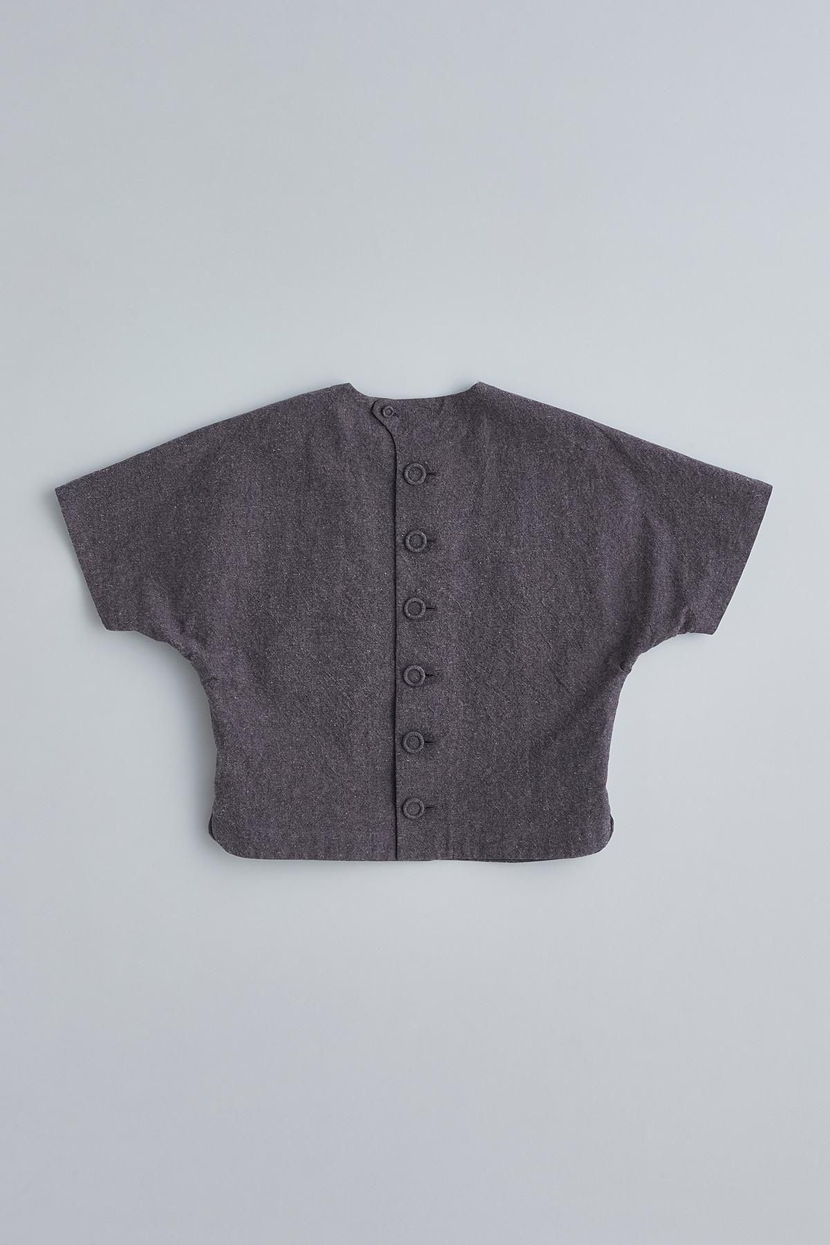 atelier naruse◆linen V-neck smock blouse/リネンVネックスモックブラウス/ブルー/na-F02053// linen V-neck smock blouse - atelier naruse｜Online store｜the an