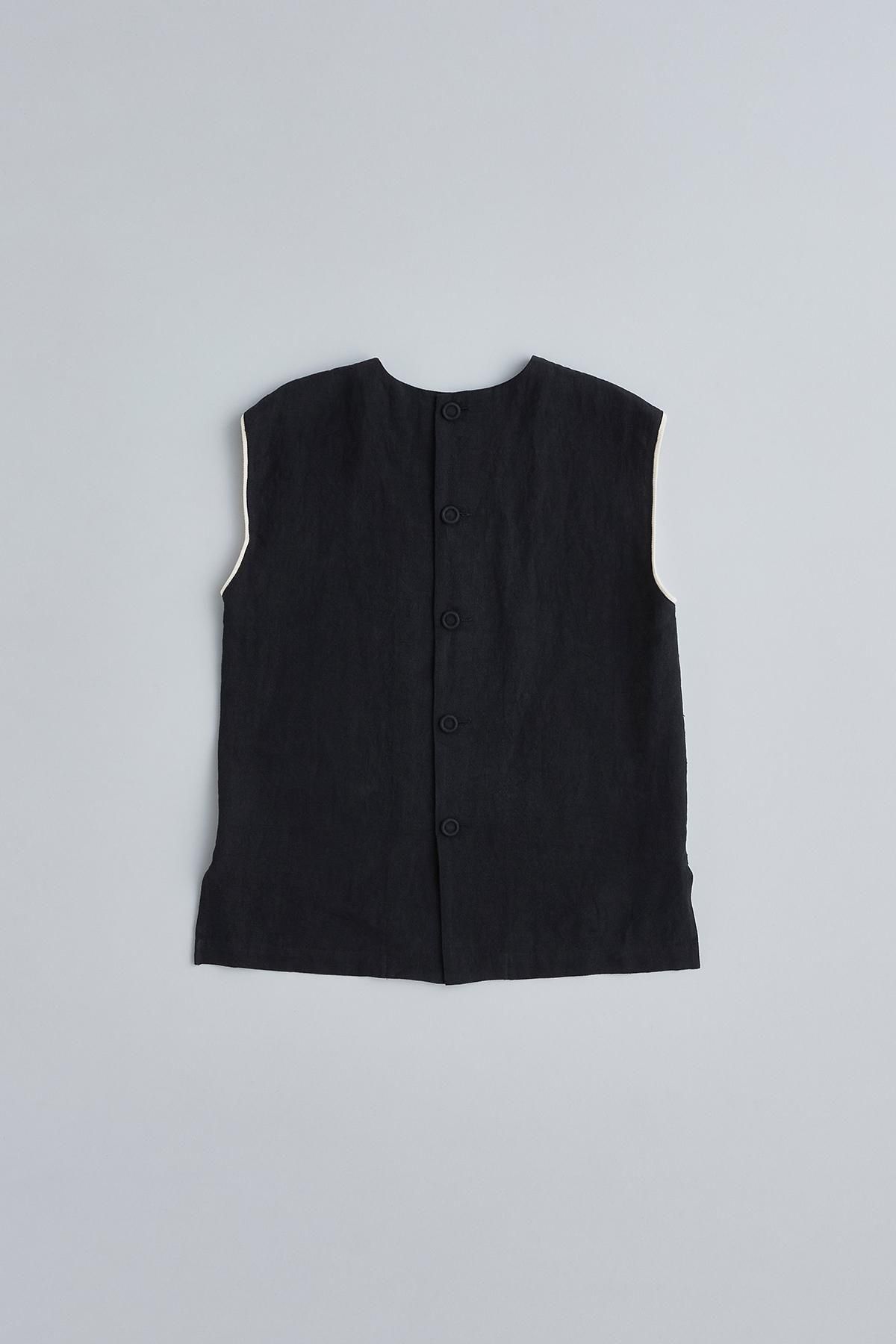 atelier naruse　リネントップス（black) atelier naruse アトリエナルセ リネンノースリーブブラウス＋
