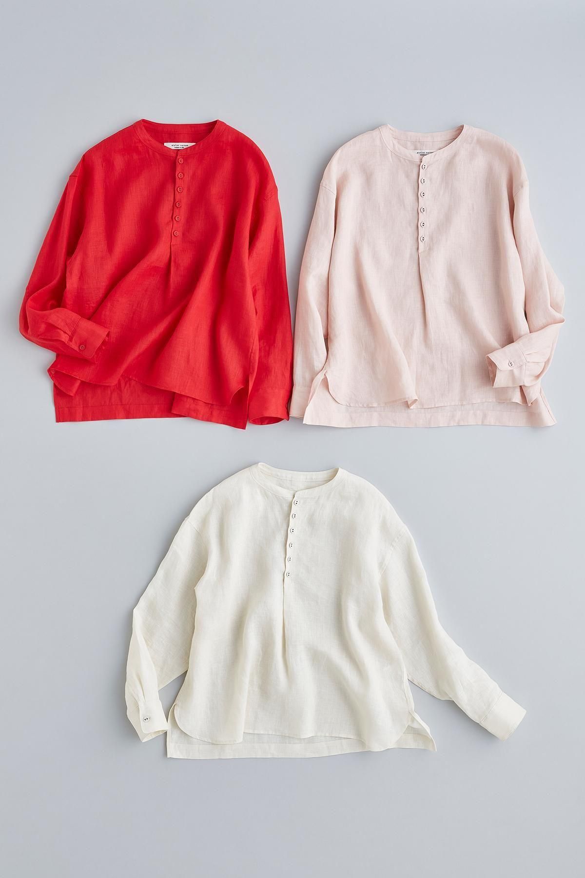 トップス atelier naruse smock blouse / kinari linen V-neck smock blouse - atelier naruse｜Online store｜the an