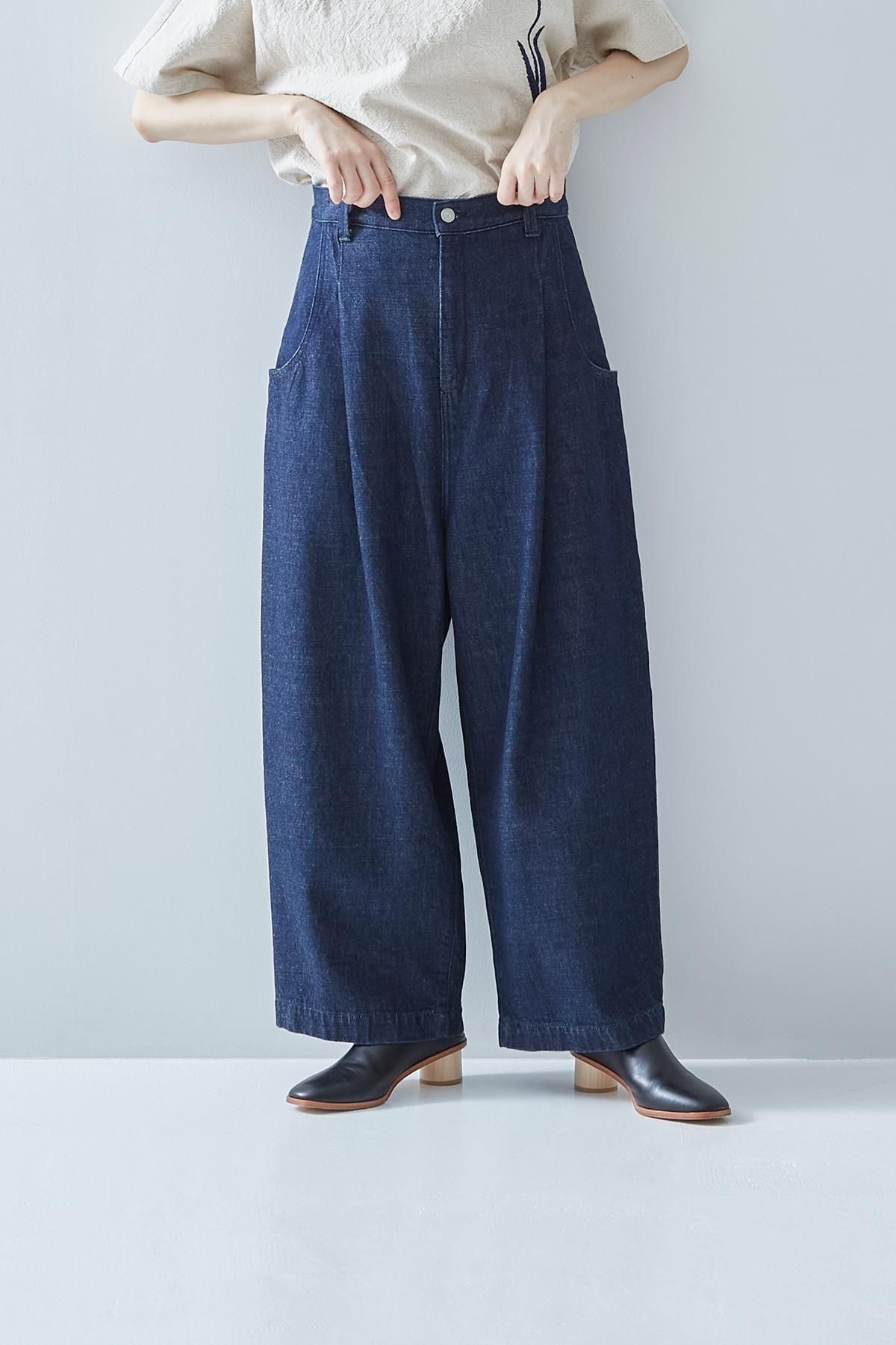 【25SS訳あり試着のみ】アトリエナルセ　コットンデニムタックパンツ　サイズ1 cotton denim tuck pants - atelier naruse｜Online store｜the an