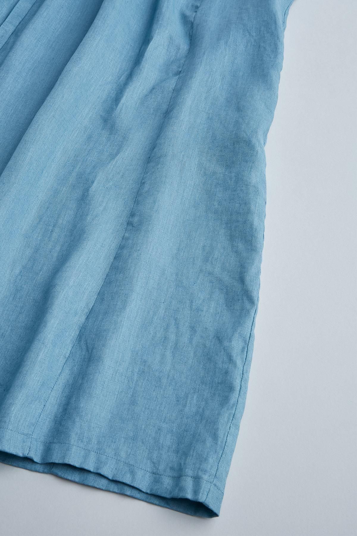 linen wide gather one-piece / aqua blue - atelier naruse