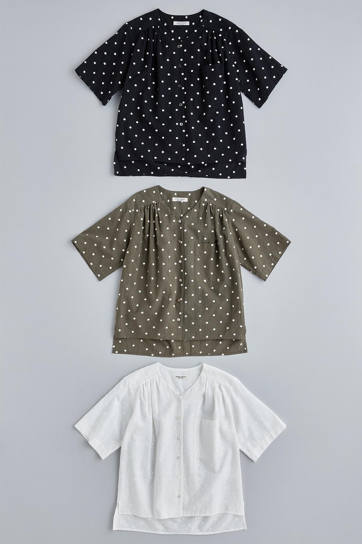 激安 cotton naruse atelier - blouse V-neck ～ mizutama ～ linen トップス