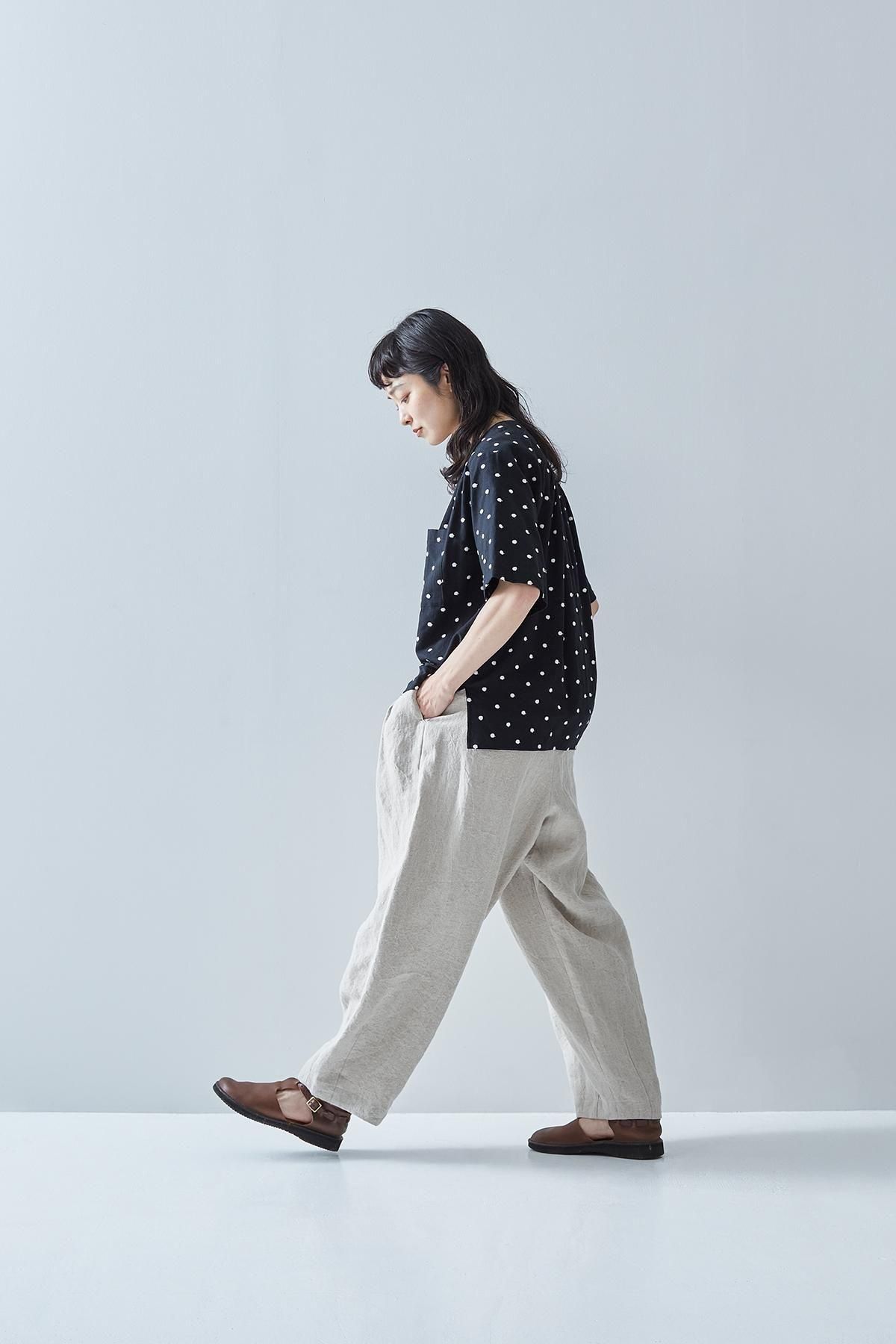 cotton linen ～ mizutama ～ V-neck blouse - atelier naruse