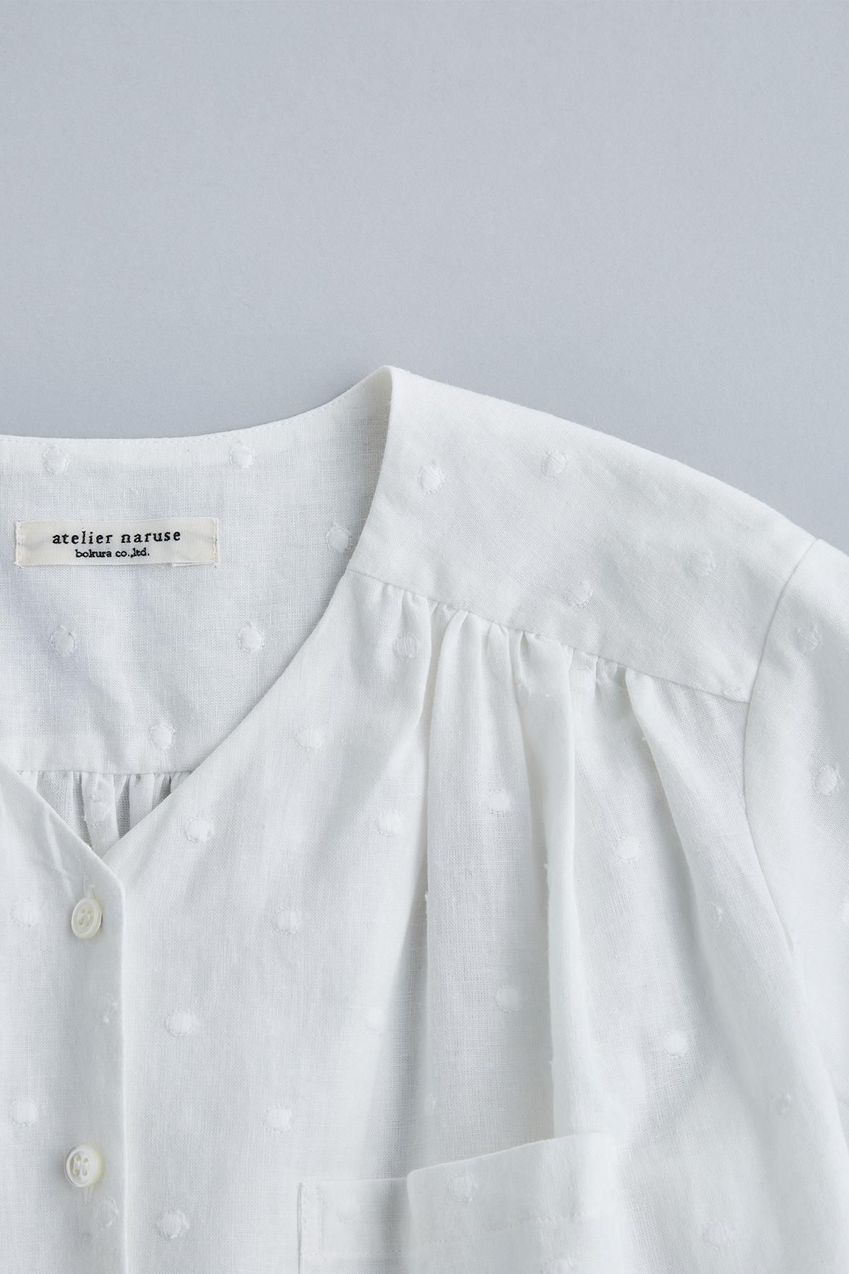 cotton linen ～ mizutama ～ V-neck blouse - atelier naruse