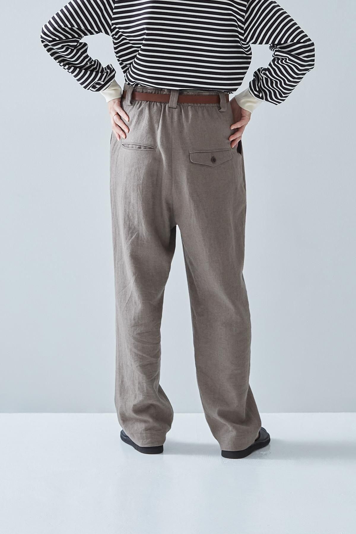 アトリエナルセ☆ リネンコットンテーパードパンツ～ヘリンボーン