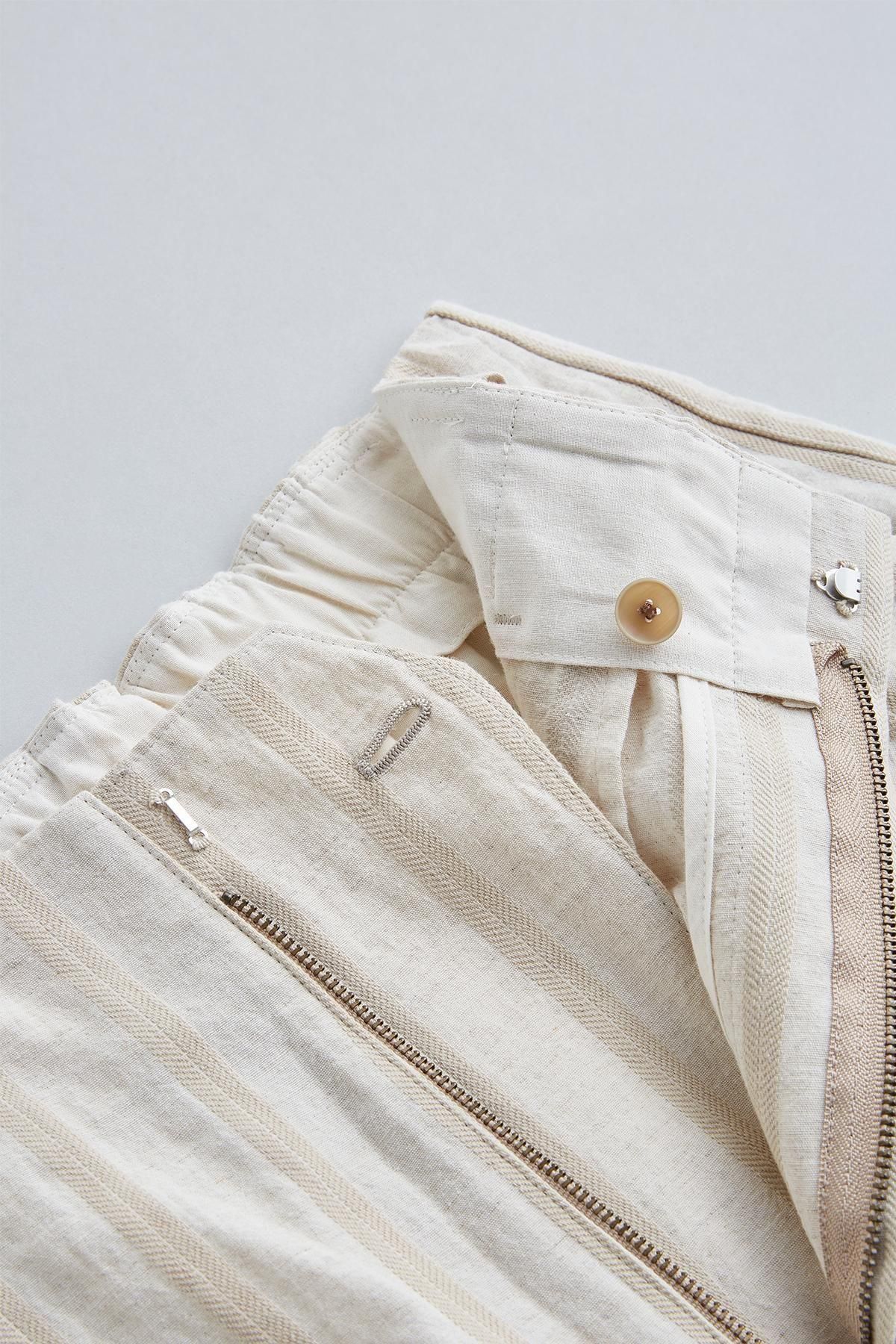 cotton linen tapered pants ～ stripe ～ - atelier naruse｜Online