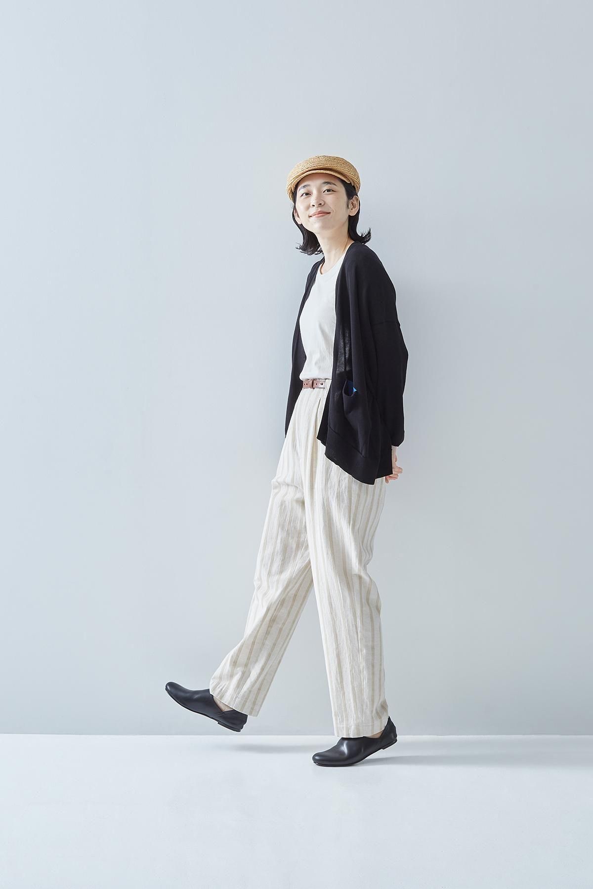 cotton linen tapered pants ～ stripe ～ - atelier naruse