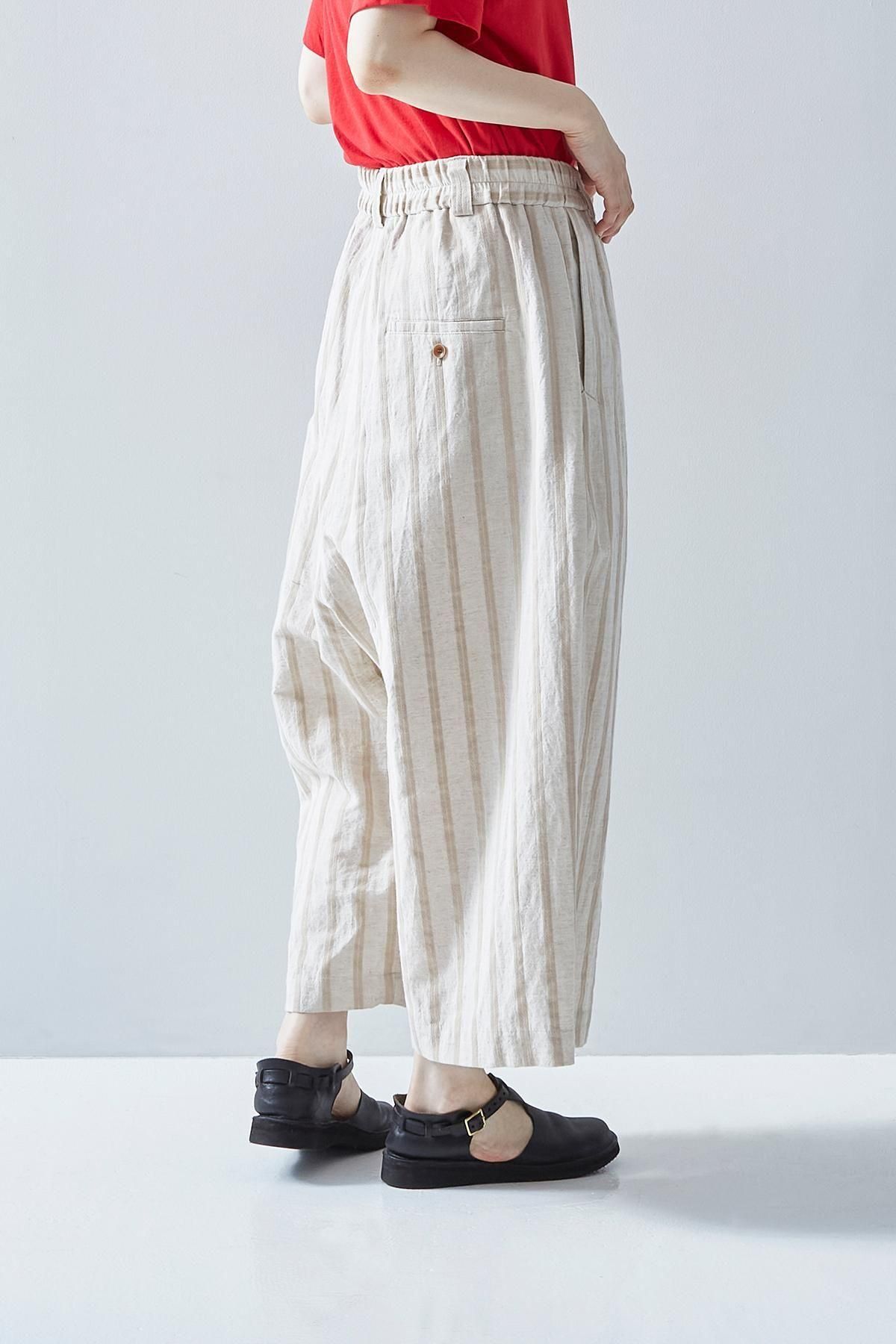 アトリエナルセcotton linen gaucho pants ～stripe cotton linen gaucho pants ～stripe～ - atelier naruse