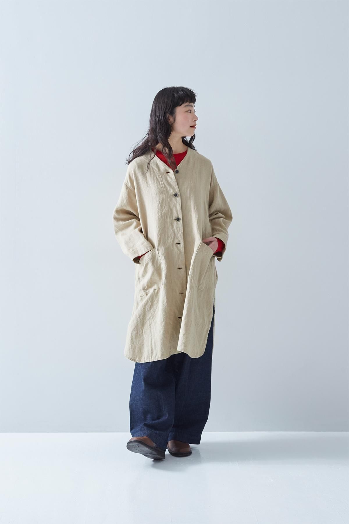 hemp canvas v-neck long shirt - atelier naruse｜Online store｜the an