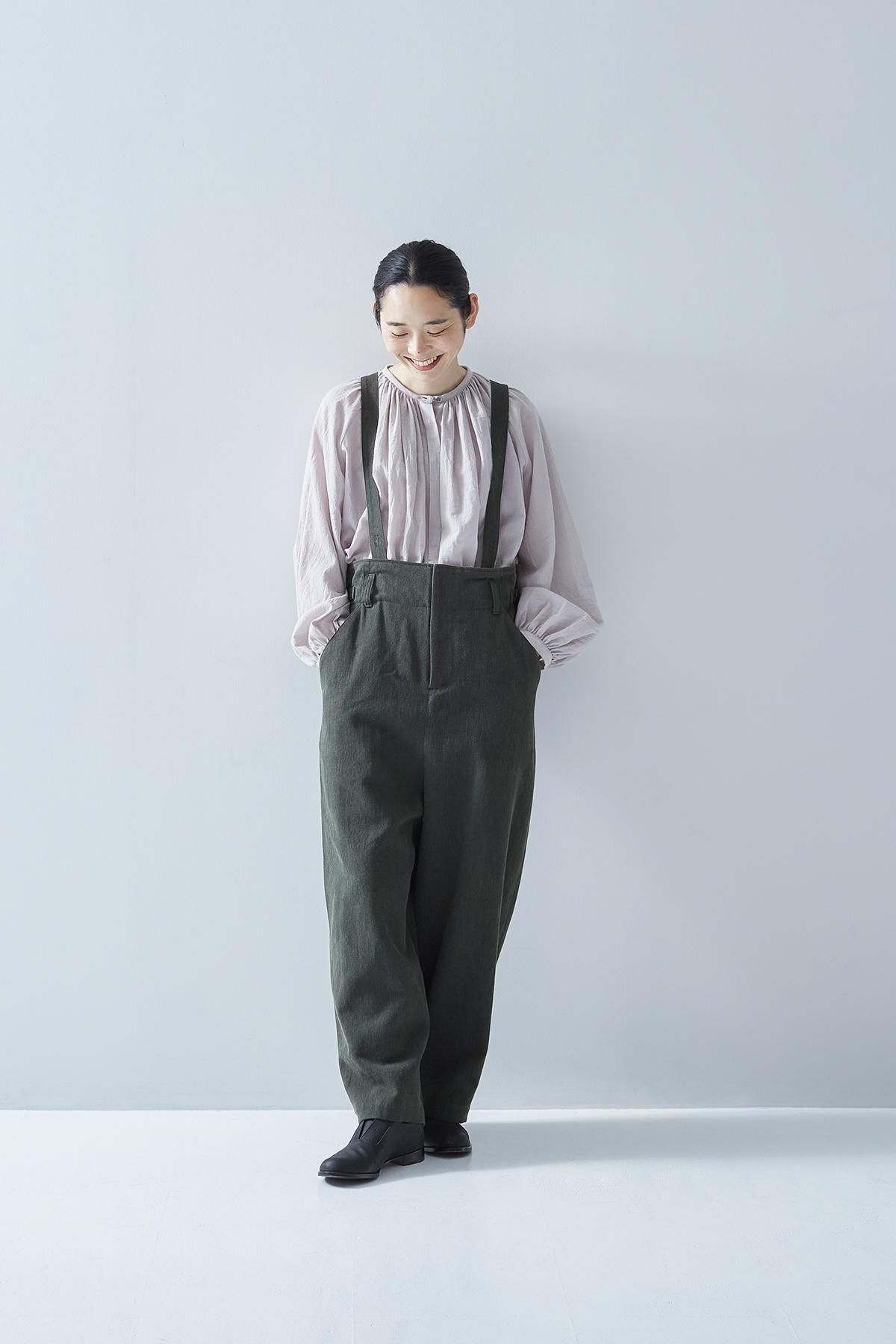 katsuragi cotton linen suspender pants - atelier naruse