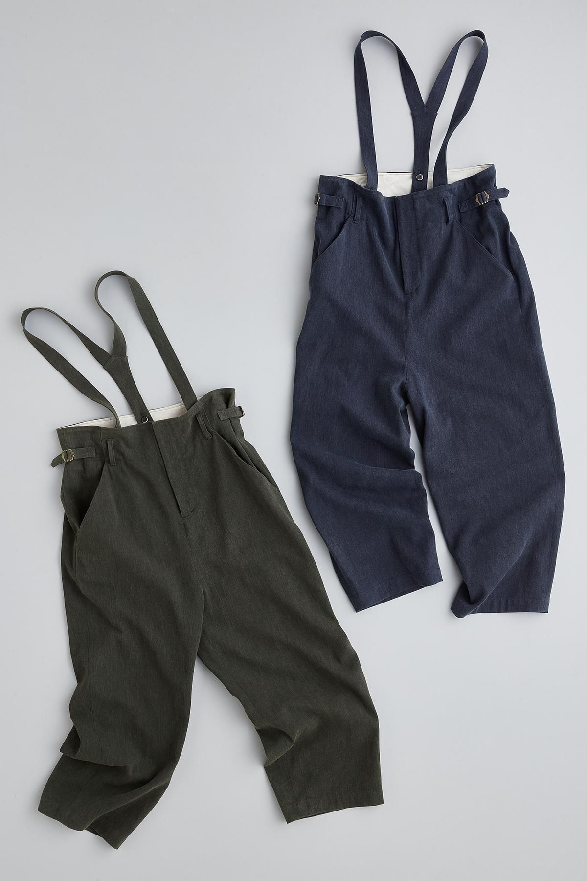 katsuragi cotton linen suspender pants