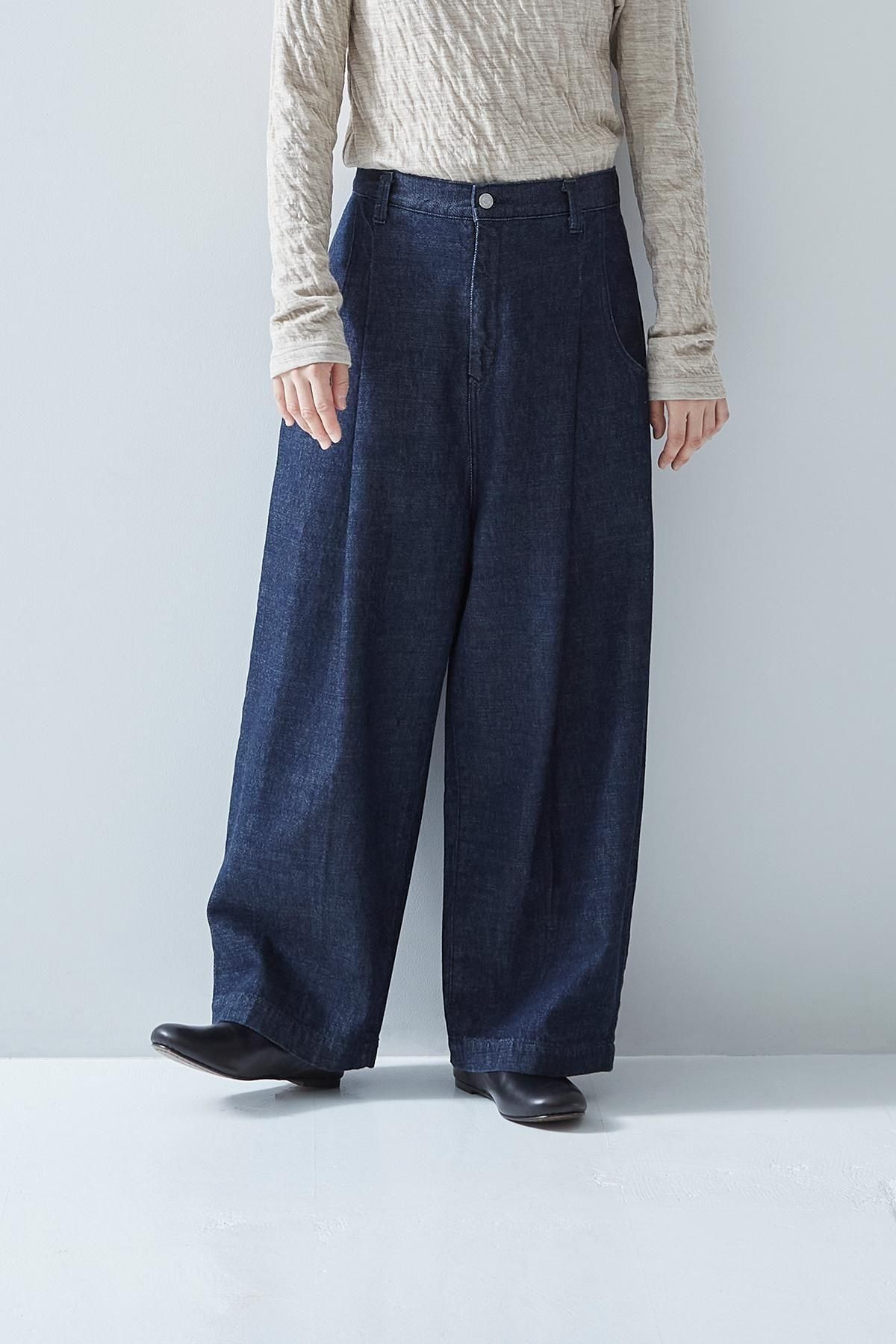 アトリエナルセ コットンデニム タックパンツ size0 atelier naruse アトリエナルセ / コットンデニムタックパンツ