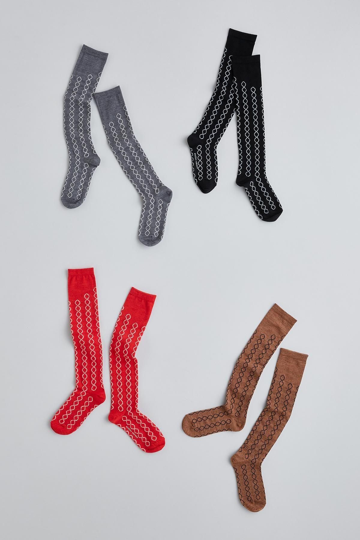 wool loop high socks